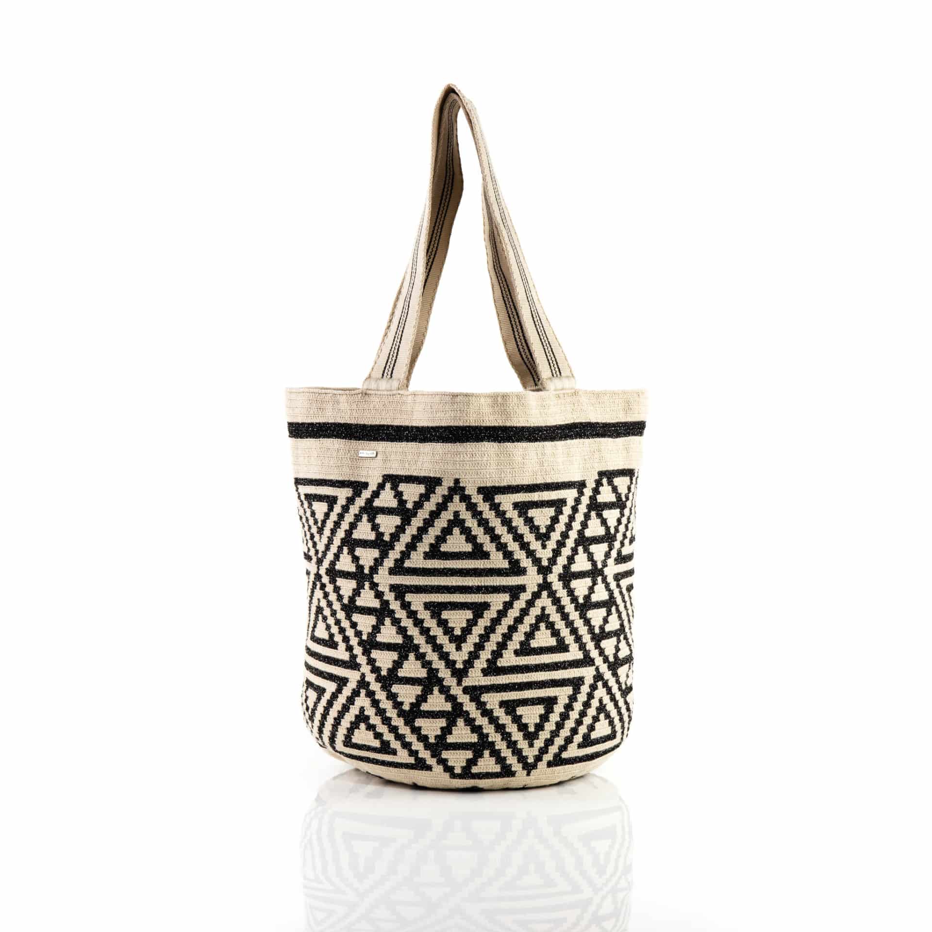 Maxi Bolso Wayuu Brillante Beige/Negro - miniatura 1
