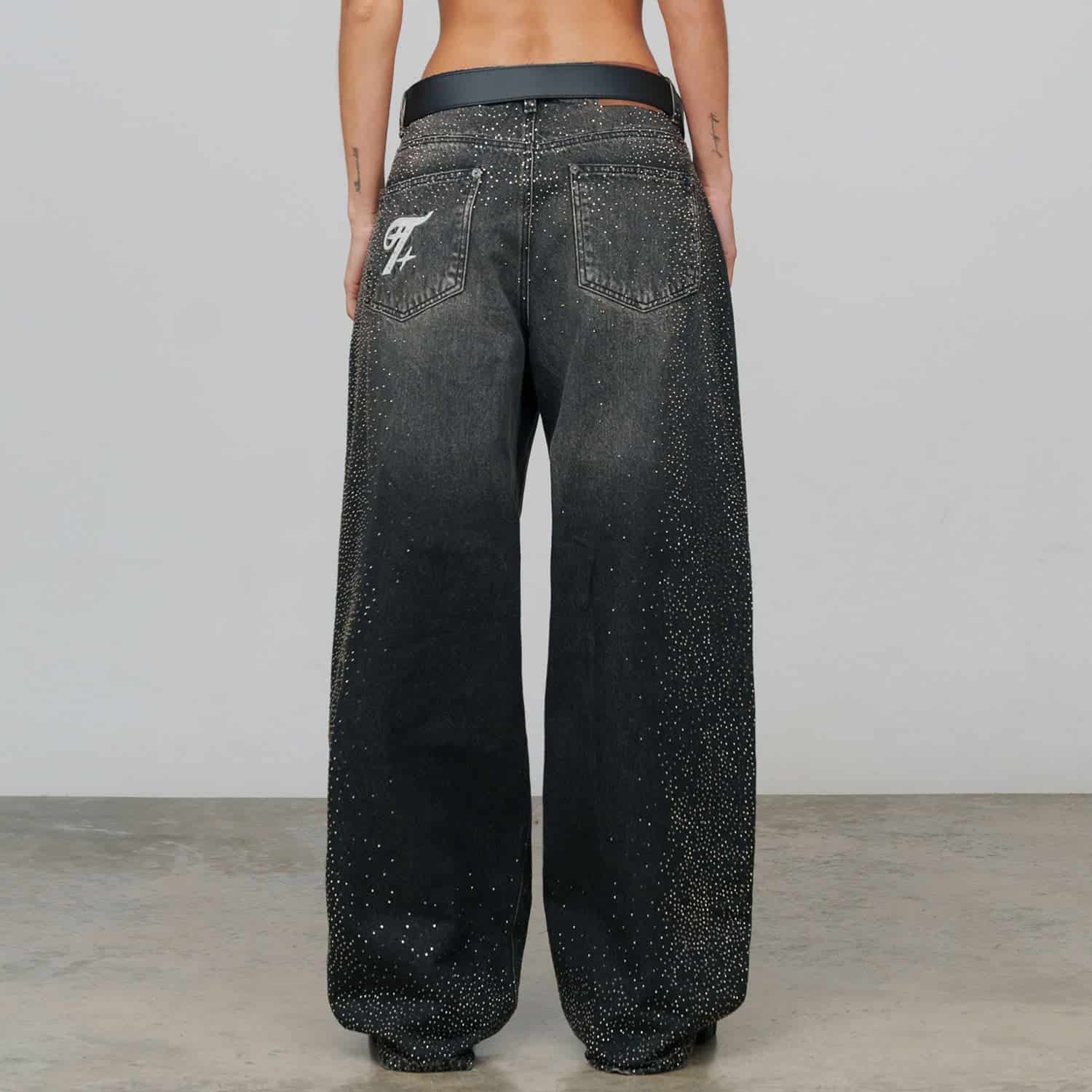 Starry Wide-Leg Jeans - Black - miniatura 2