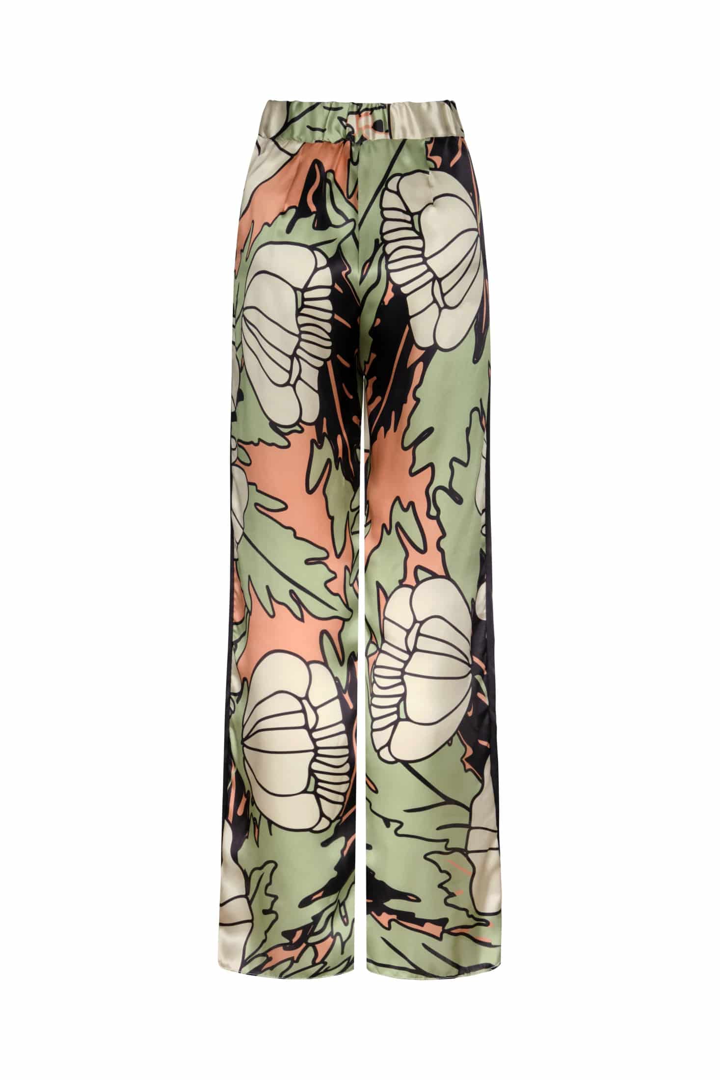Santo Tomas Satin Silk Pants / Sage Gladiolos Garden - miniatura 7