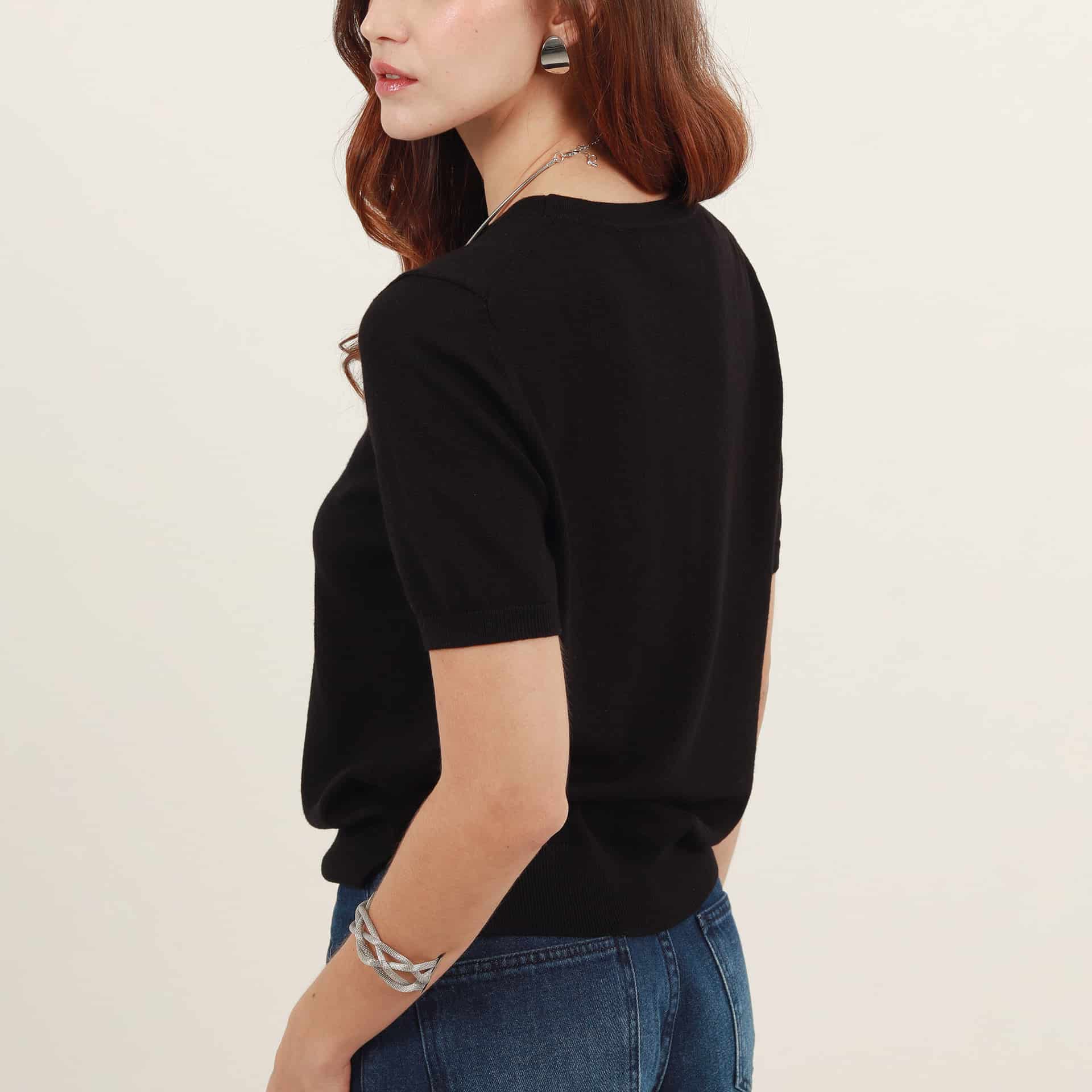 Sweater básico cuello redondo manga corta - miniatura 3