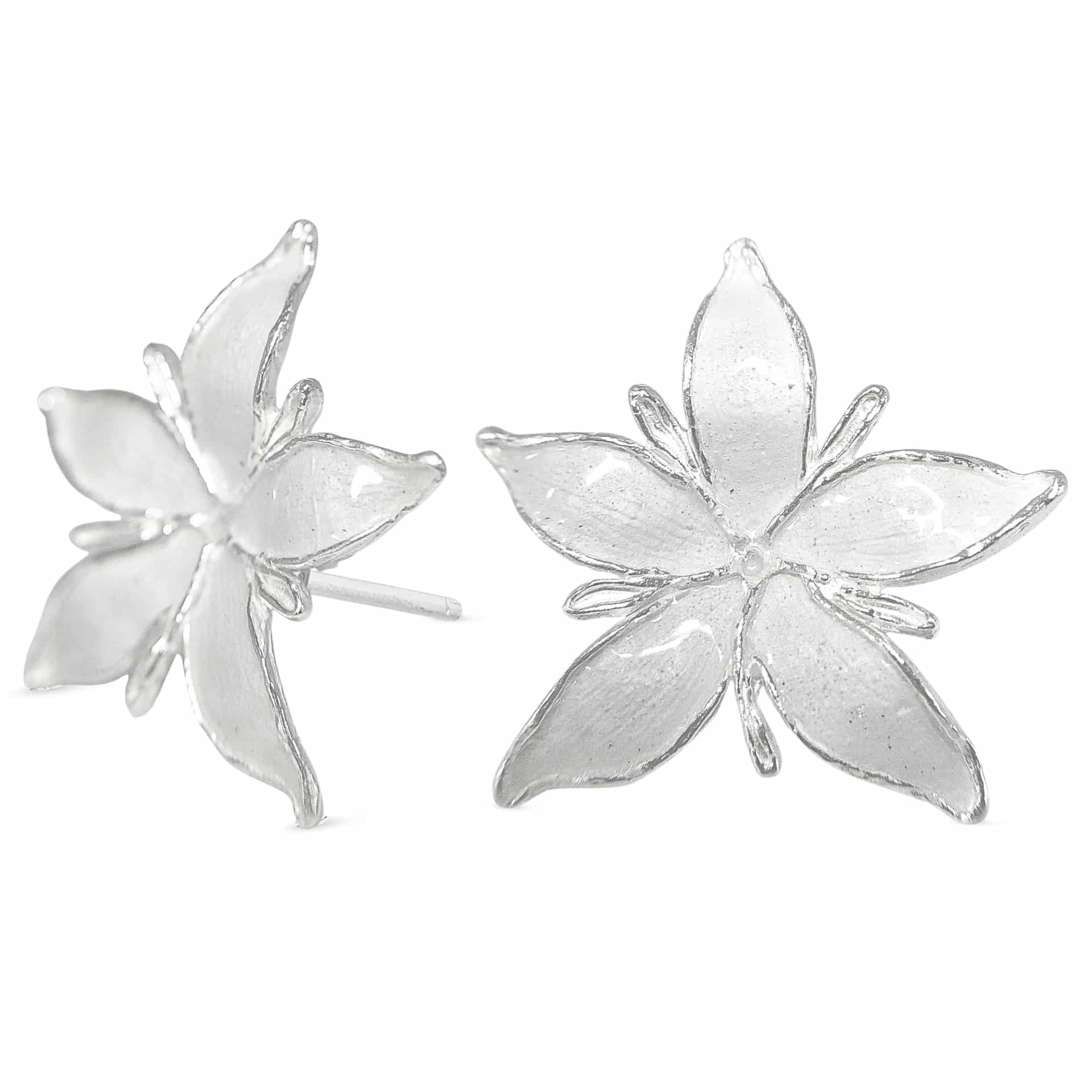 Aretes Flor de café maxi en plata esmaltada - miniatura 1