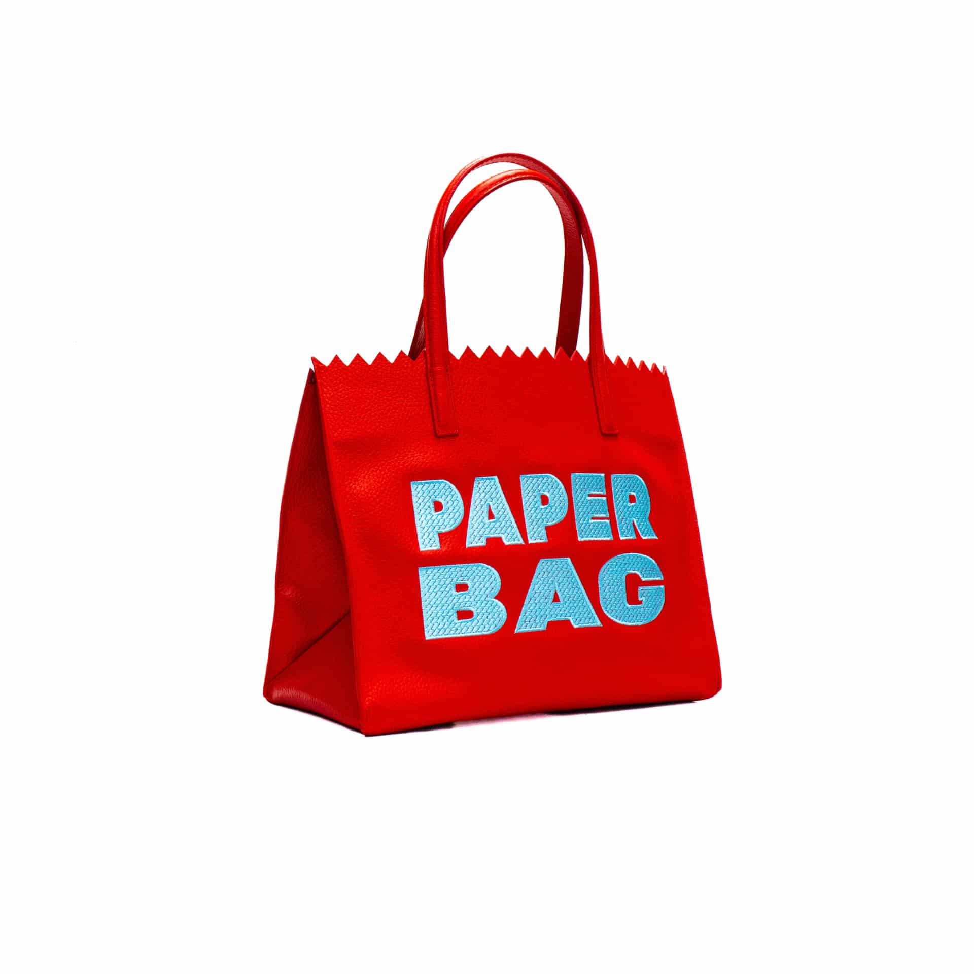 PAPER BAG SHORT - rojo x bordado celeste - miniatura 2
