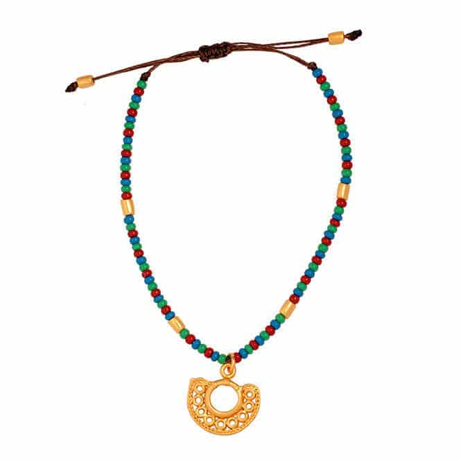 Pulsera Cristal Checo Mini Multicolor y Dije Nariguera Filigrana Simple Sinú - miniatura 1