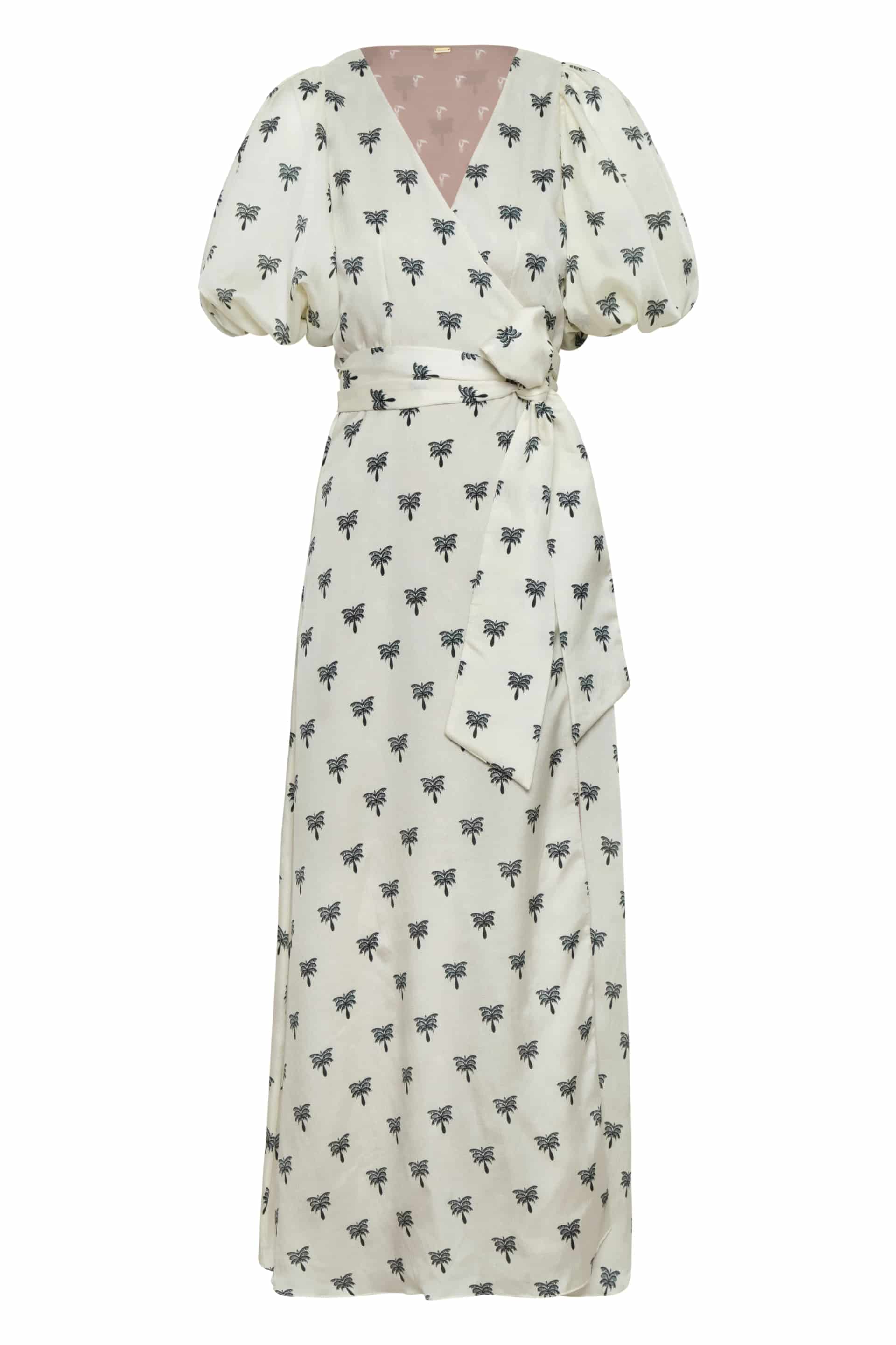 Ermita Martellato Silk Midi Dress / Ivory - Black Polka Palms - miniatura 3