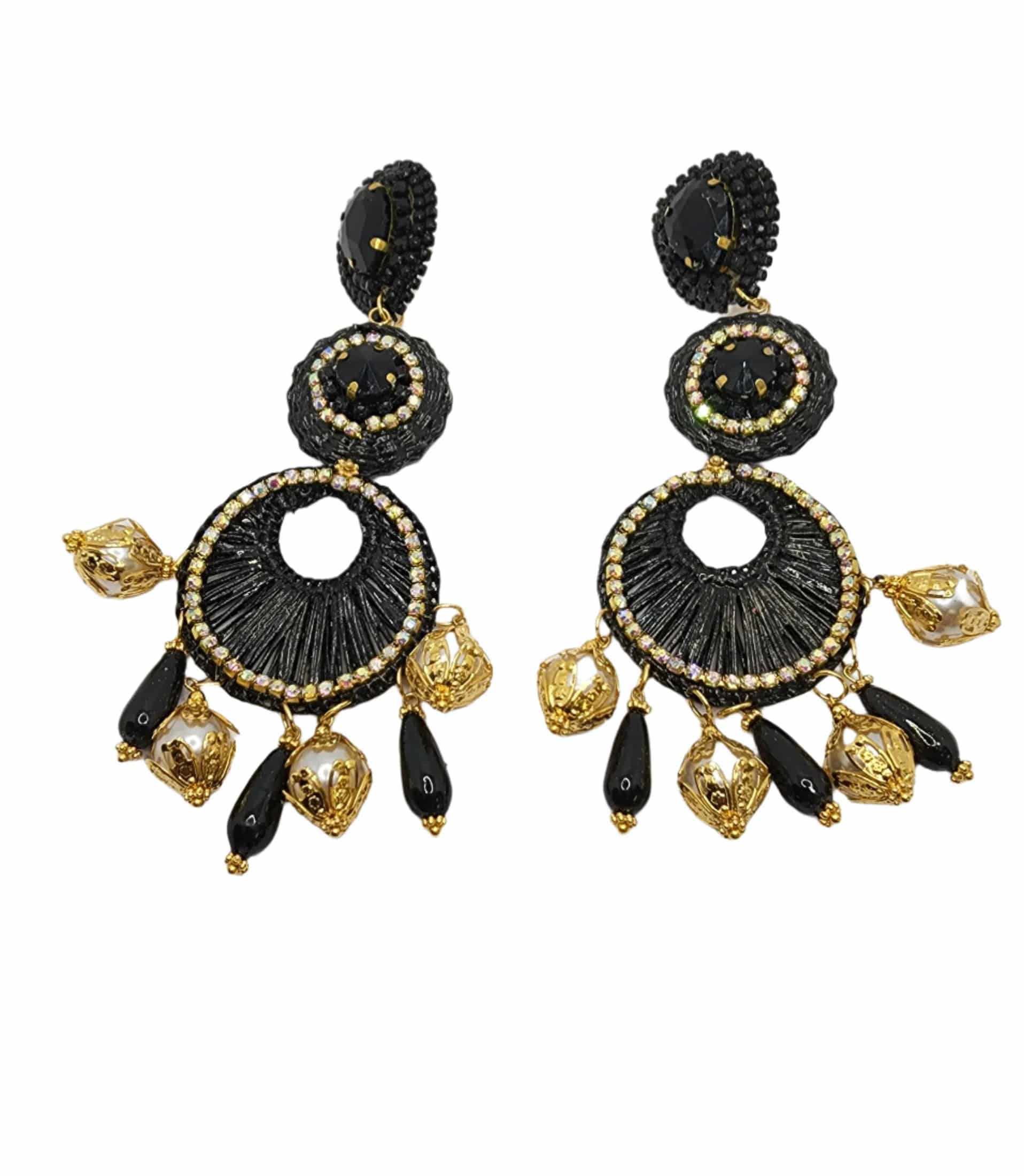 Black Waterfall Earrings - miniatura 3