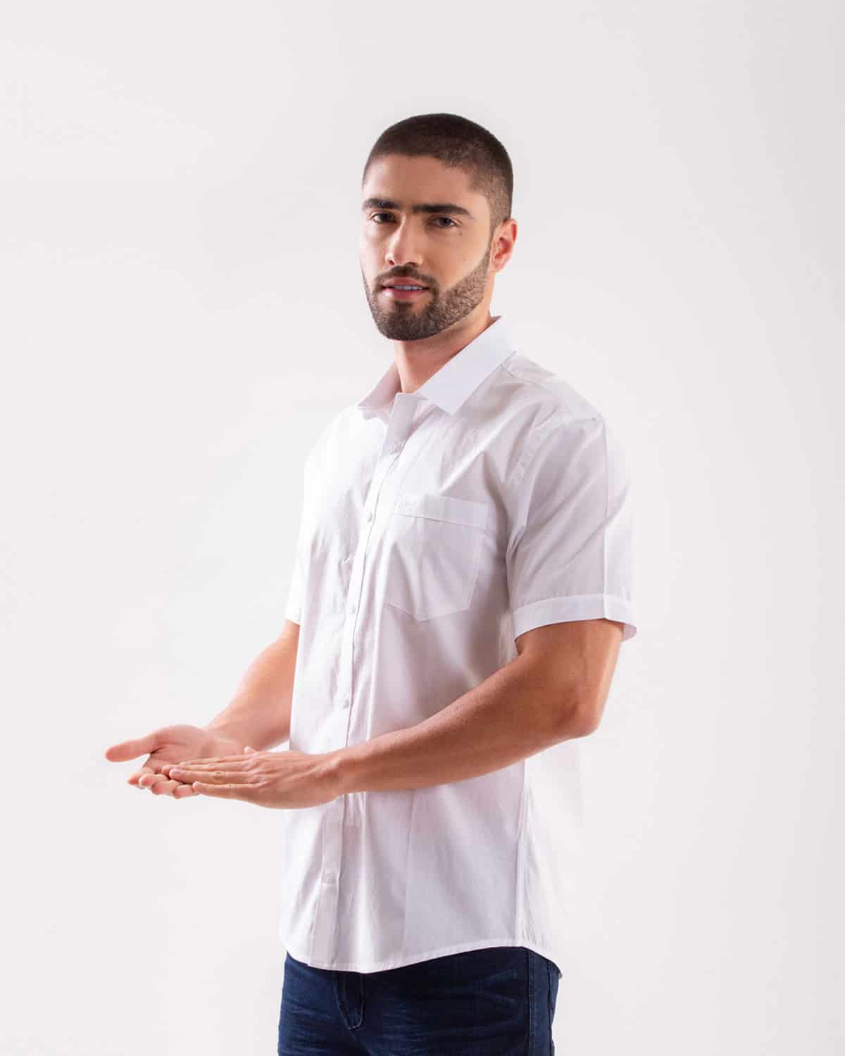 Camisa blanca manga corta para hombre - miniatura 31