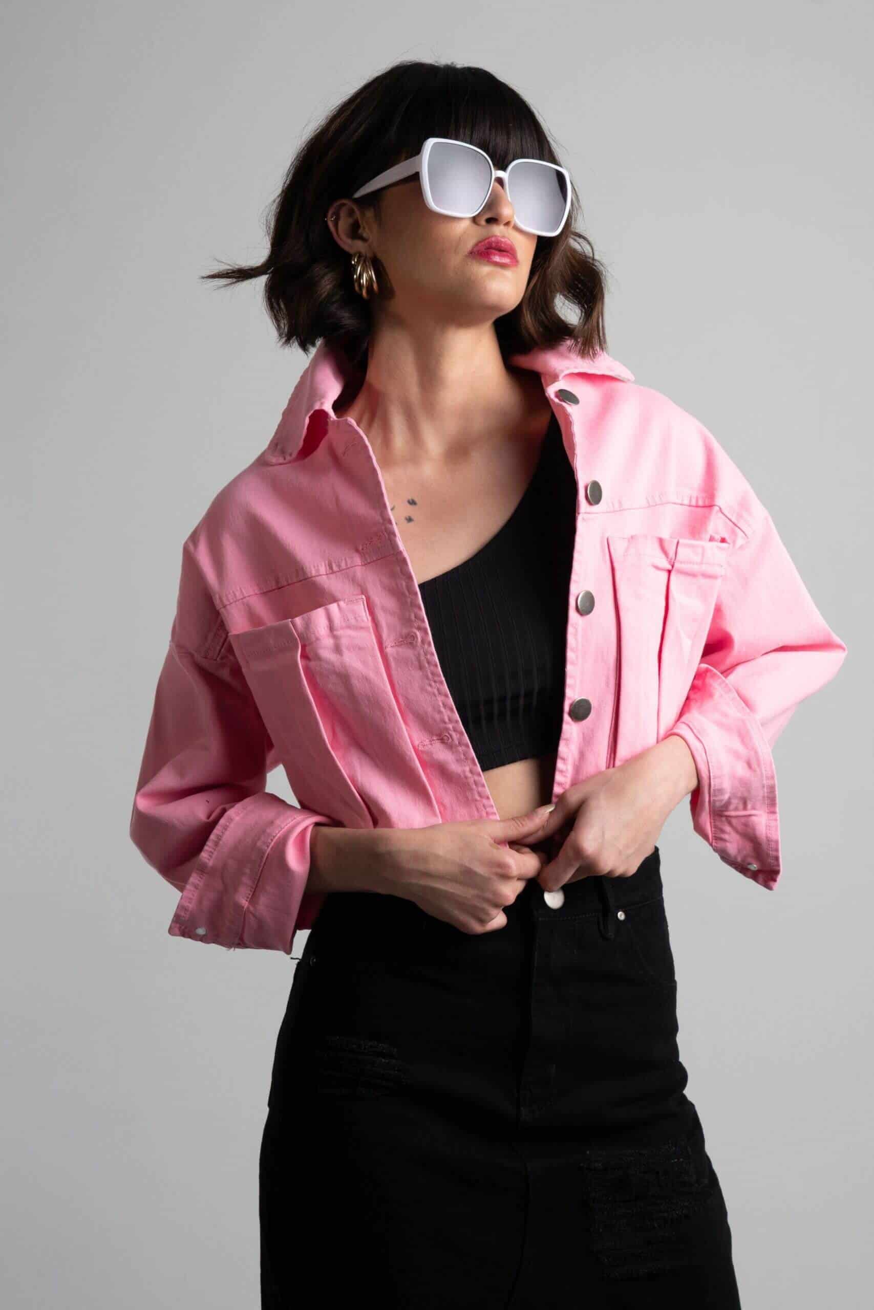 Chaqueta Cortés Denim Rosada - miniatura 4