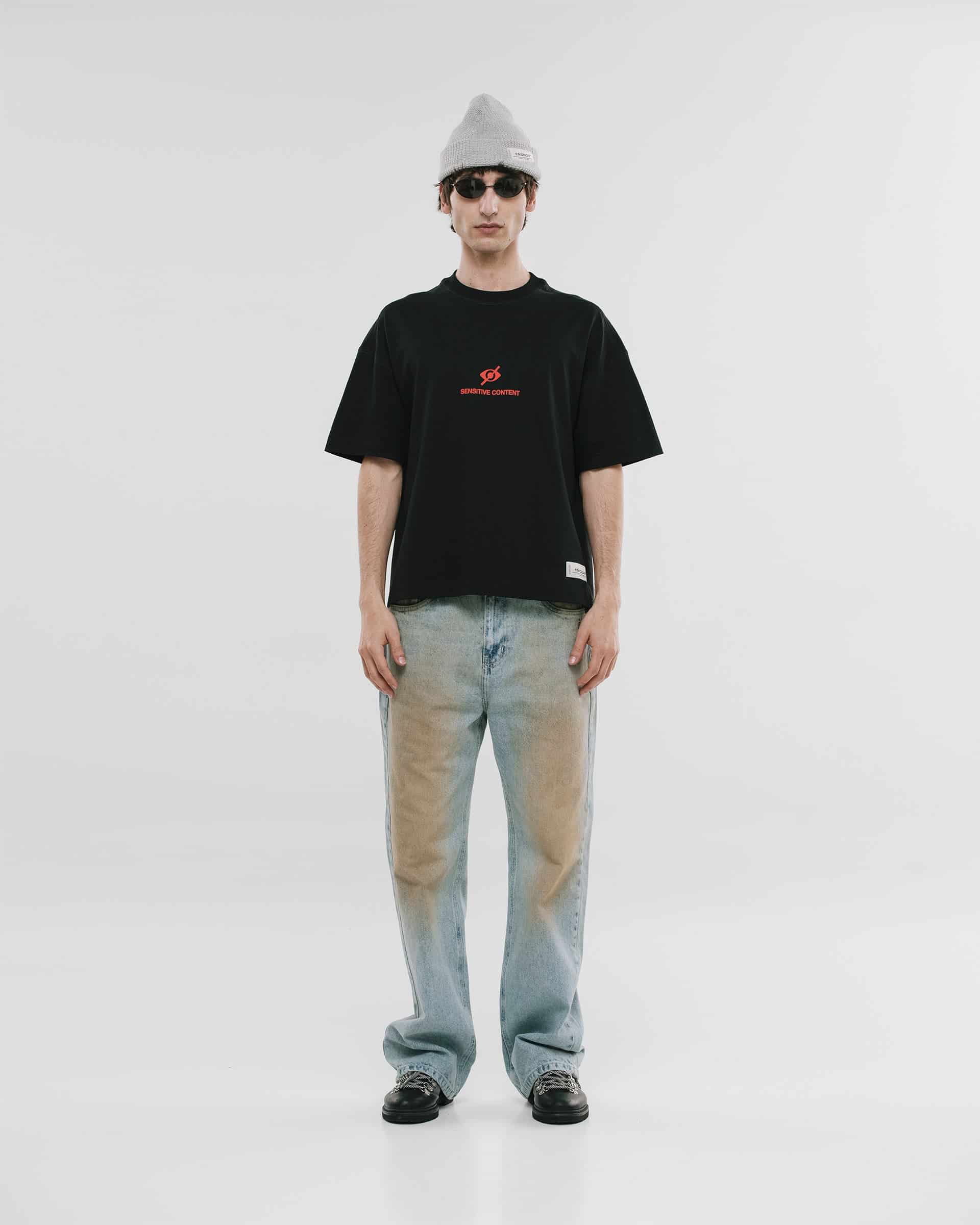 Camiseta Boxy Fit Don't Look - Negro Oscuro - miniatura 4