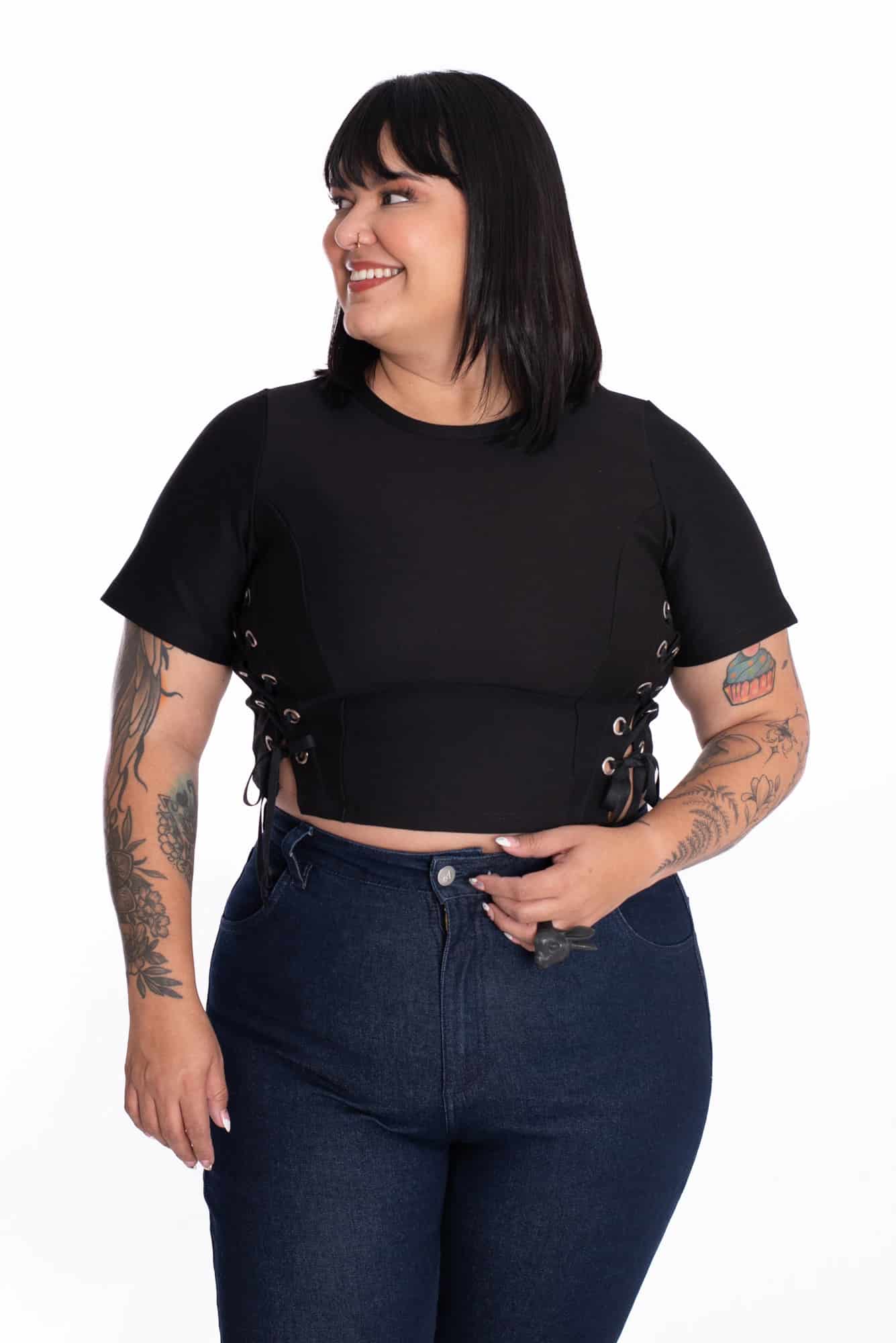 Crop Top Hoops Negro - miniatura 5