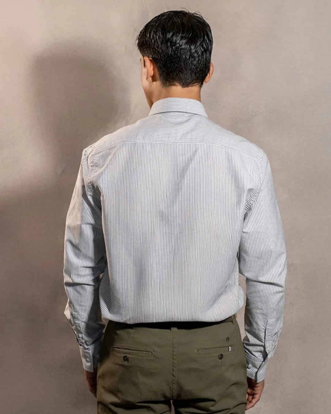 Camisa Antimanchas Oxford Rayas Dark Grey Cornell - miniatura 3