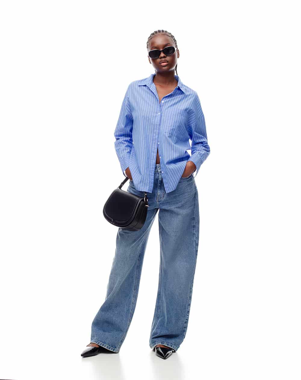 Camisa manga larga oversize algodón rayas mujer - miniatura 4