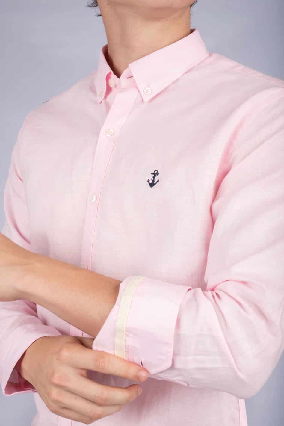 Camisa Lino Rosada A Navy - miniatura 2