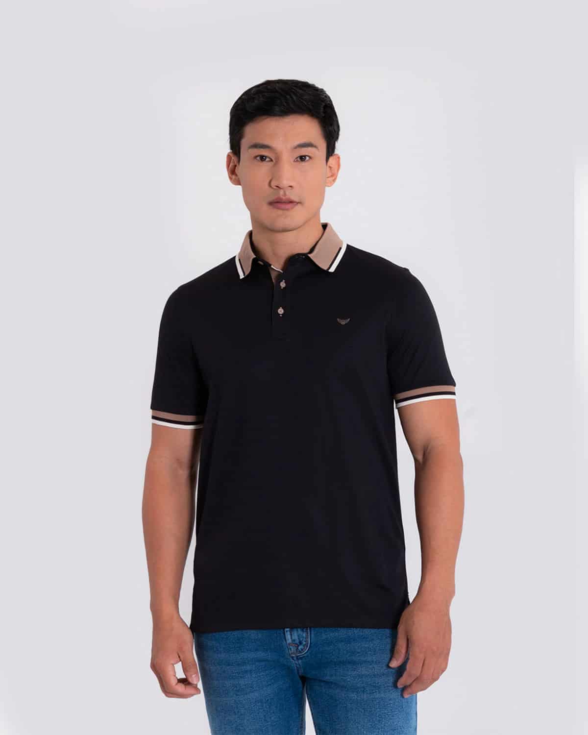 Polo slim negra para hombre - miniatura 1