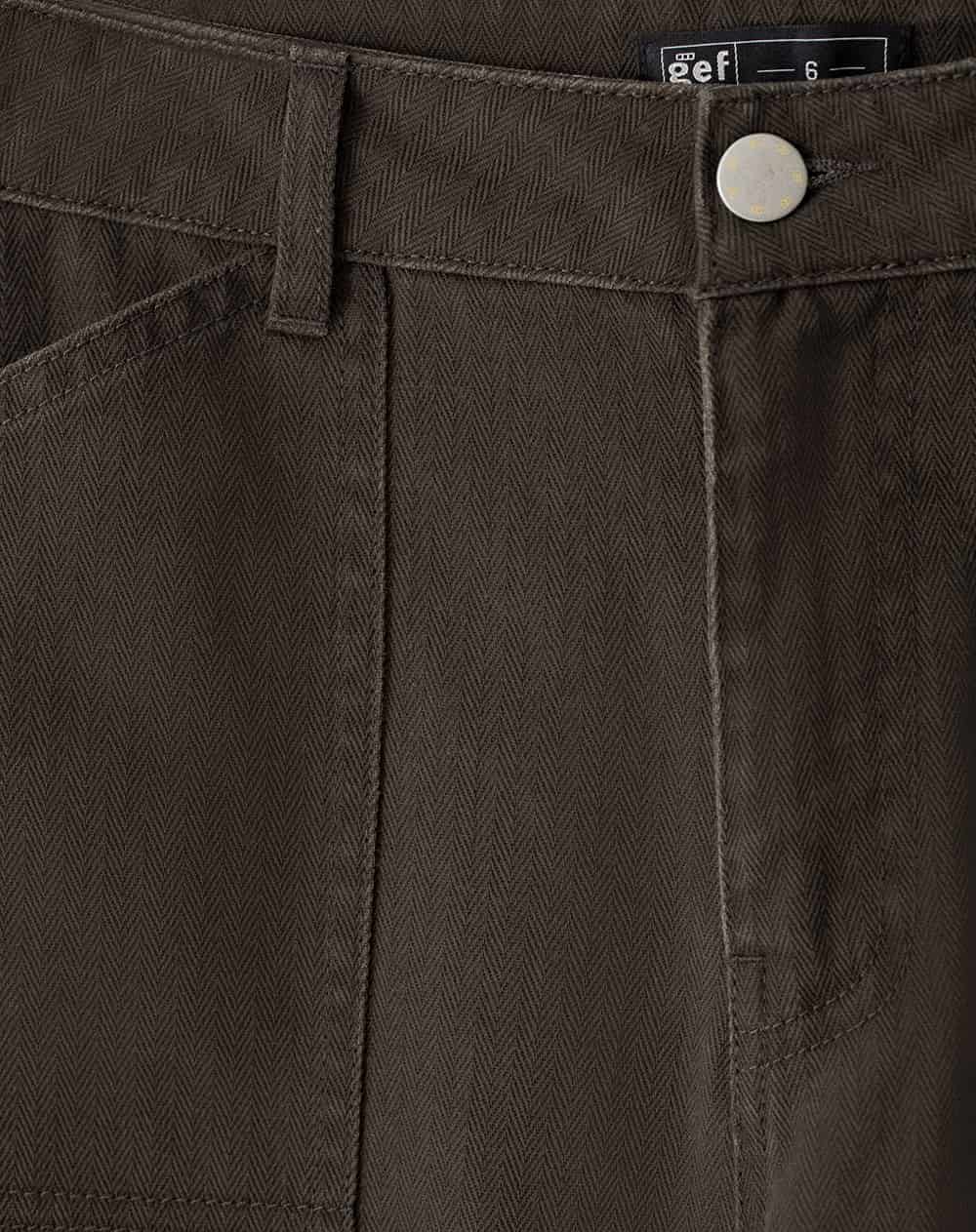 Pantalón wide leg tiro medio drill algodón chocolate mujer - miniatura 9