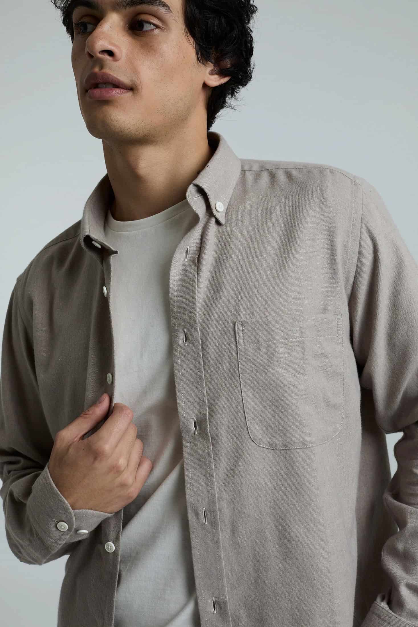 Camisa twill beige - miniatura 6