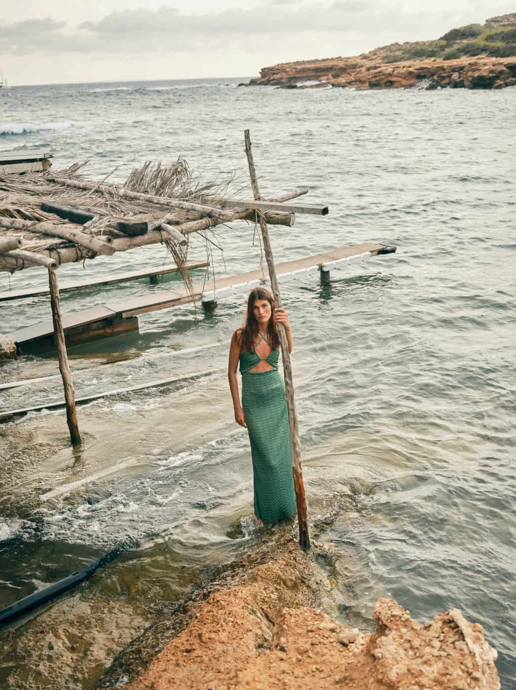 Josefina Shiny Jersey Maxi Dress / Emerald Mini Scales - miniatura 2