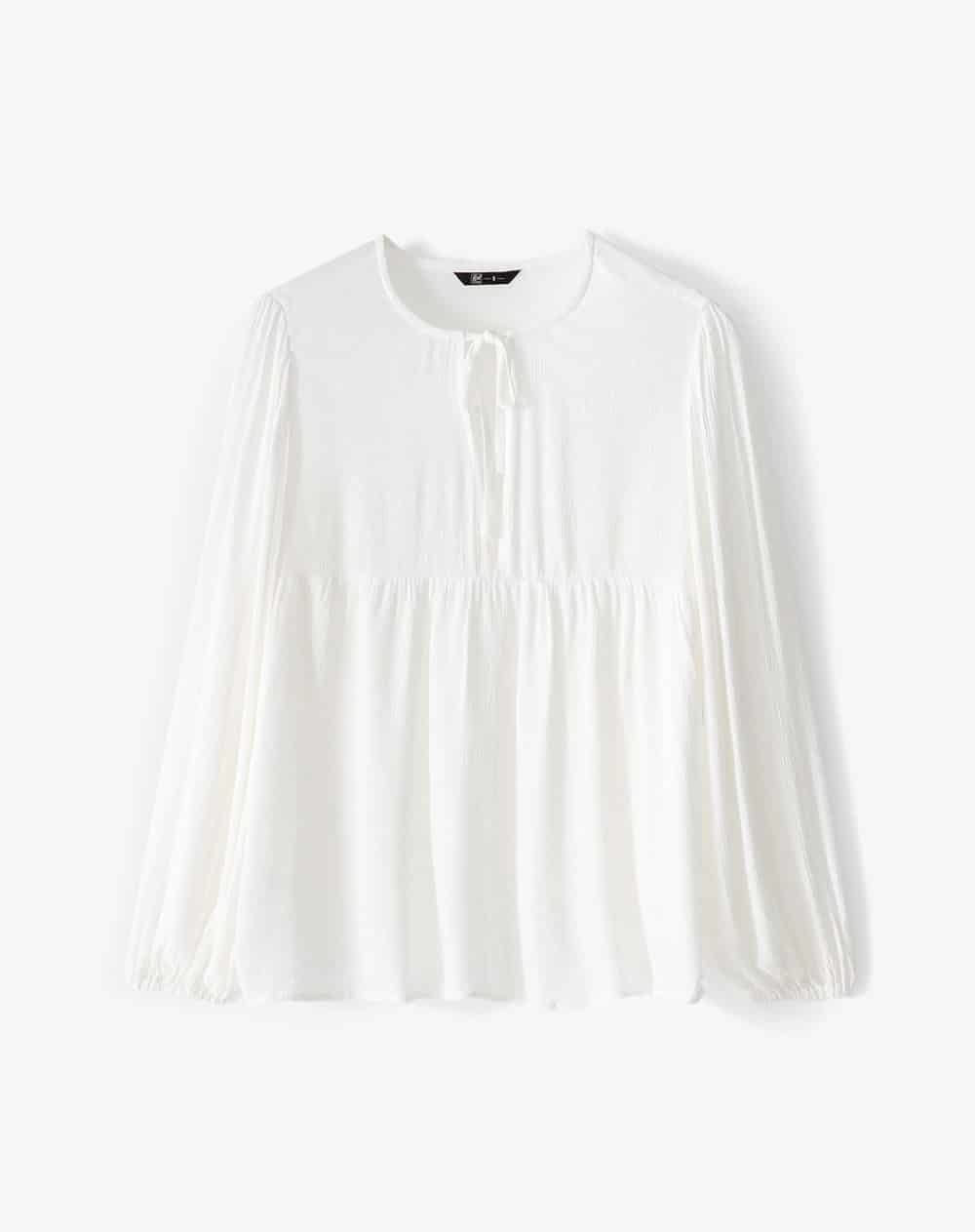 Camisa oversized manga larga blanca mujer - miniatura 2
