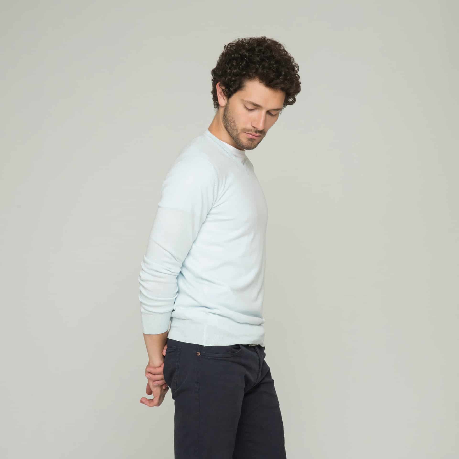 Saco Cuello V Algodón Azul Cielo - miniatura 4