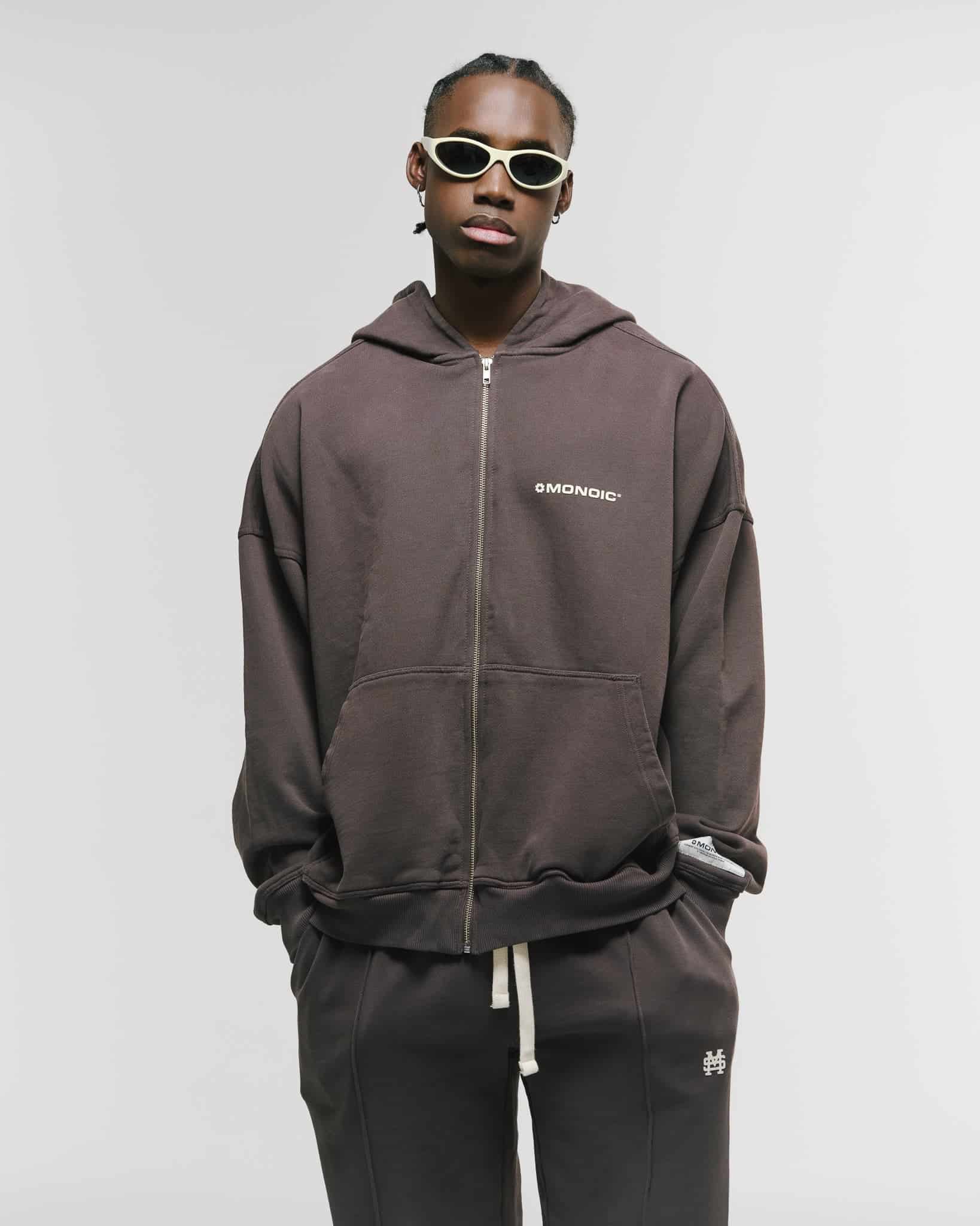 Zip Hoodie Oversized Básico V4 - Café Chocolate - miniatura 2