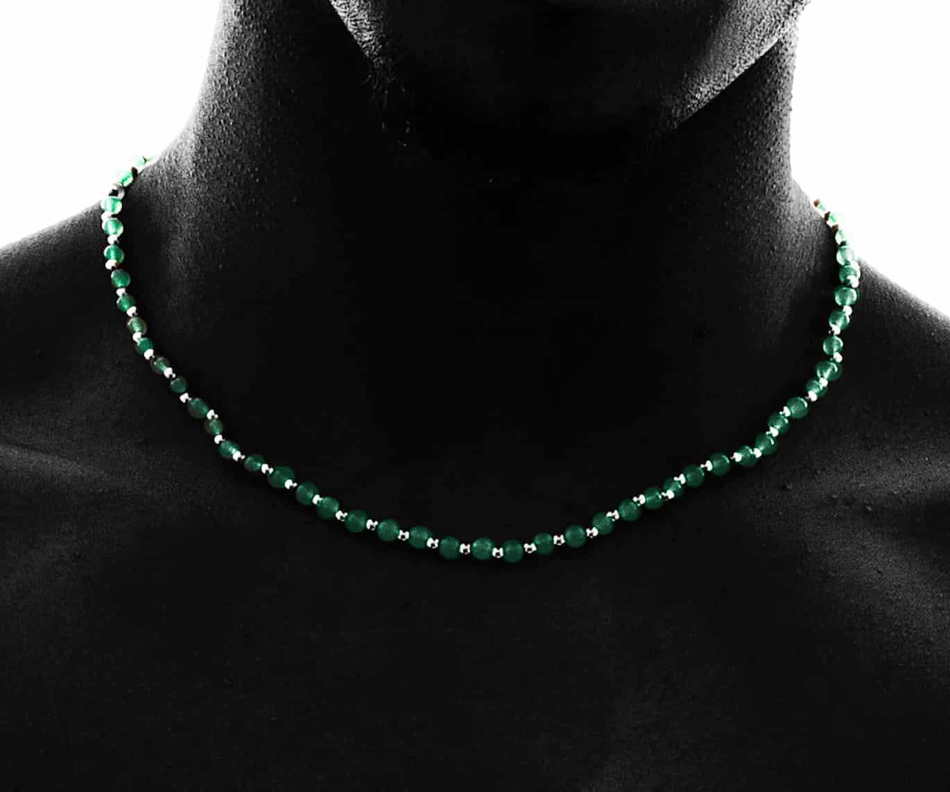 GREEN MIST NECKLACE | COLLAR CON BALINES EN PLATA Y ÁGATAS - miniatura 3