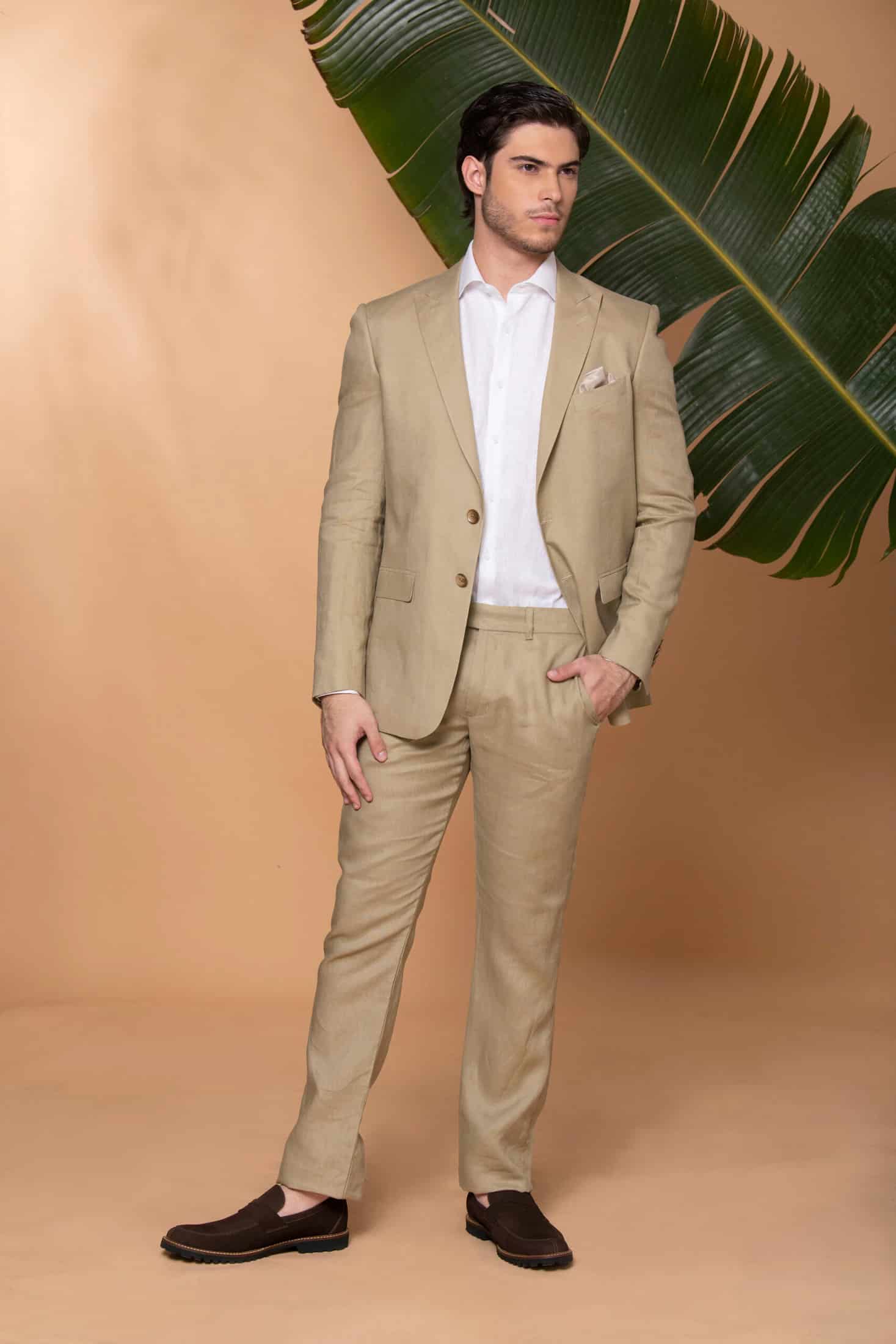 Traje Slim Fit 100% Lino Verde Aloe - miniatura 2