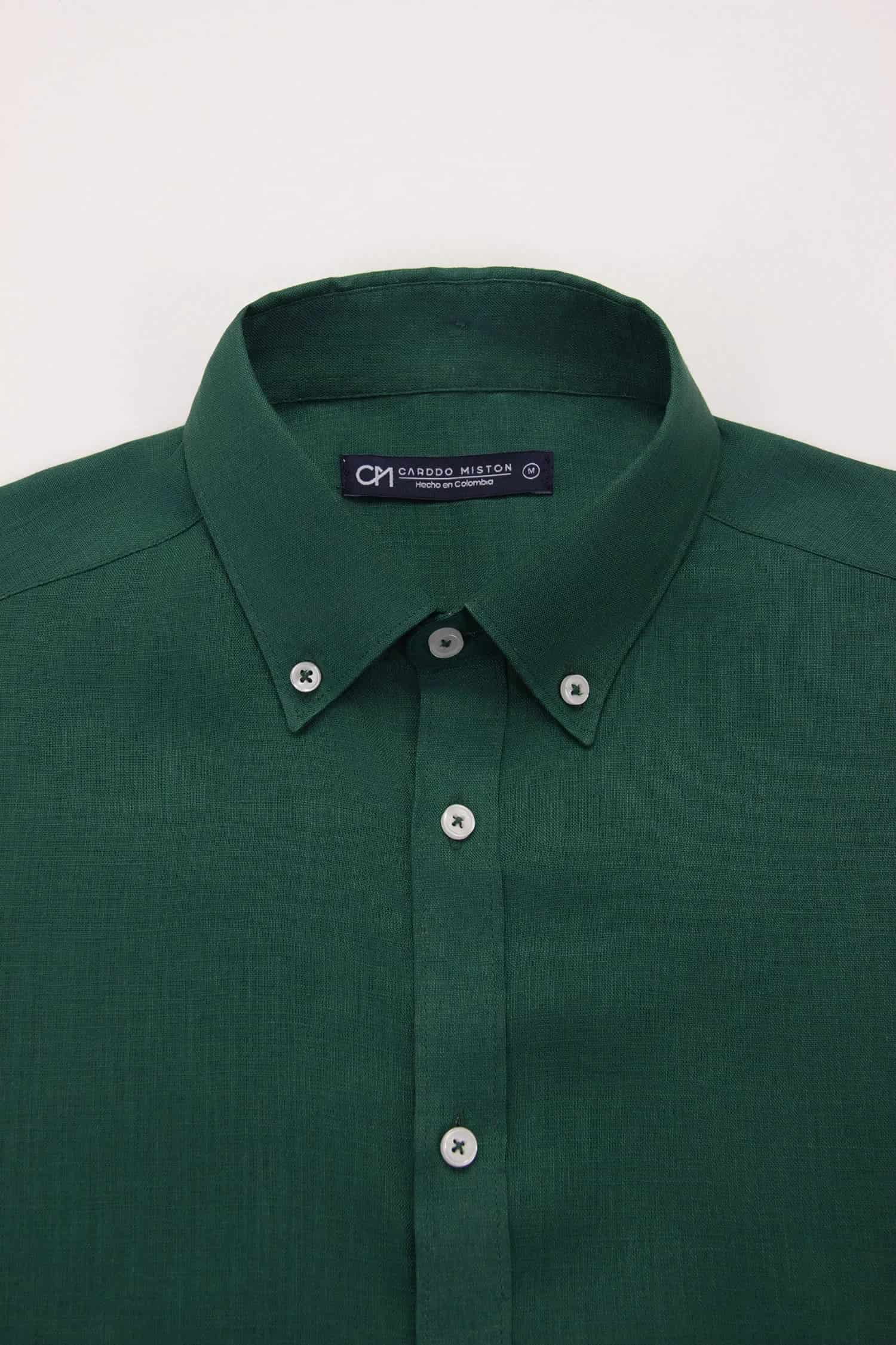 Camisa Button Down Lino Verde Bosque - miniatura 2