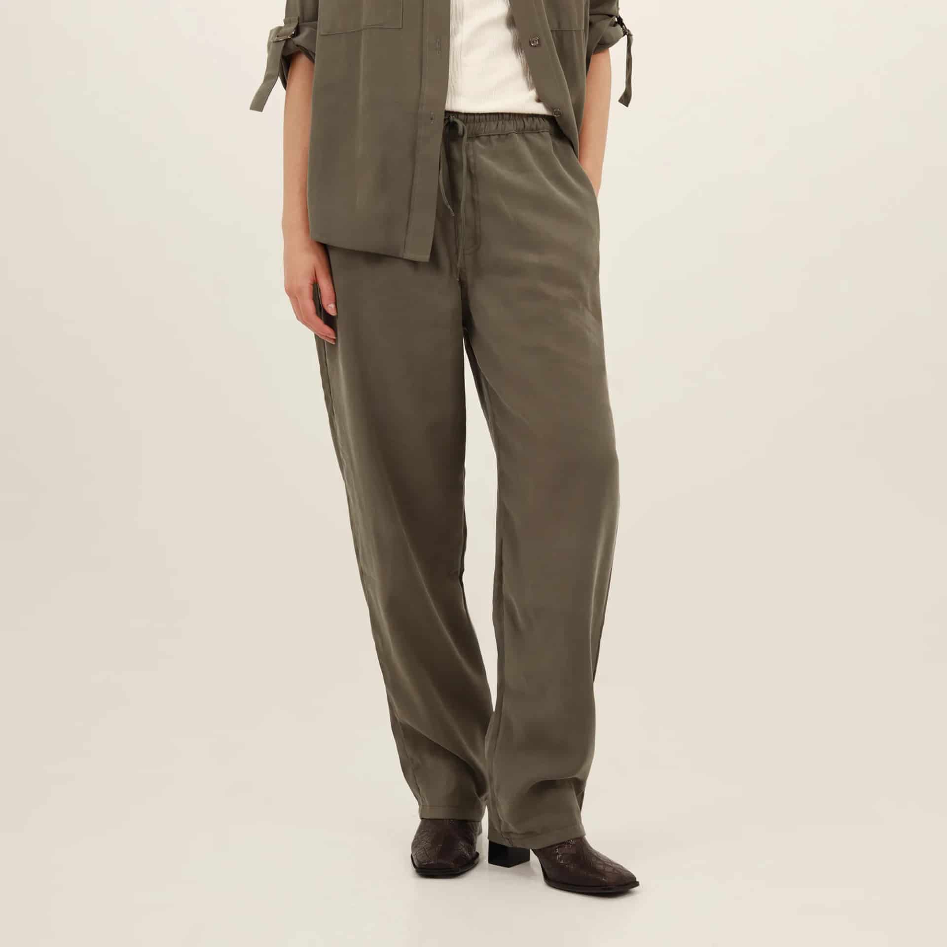Pantalón bota recta con elastico en cintura y cordón - miniatura 3