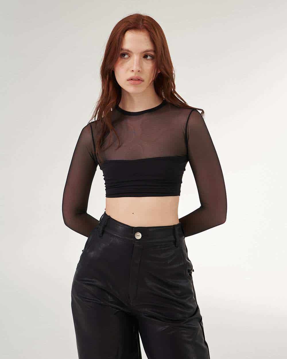 BLACK MESH TOP - miniatura 1