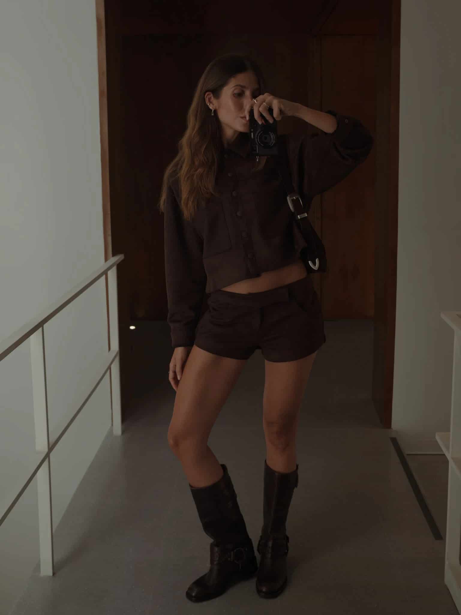 SUEDE BOXY JACKET - ESPRESSO - miniatura 2