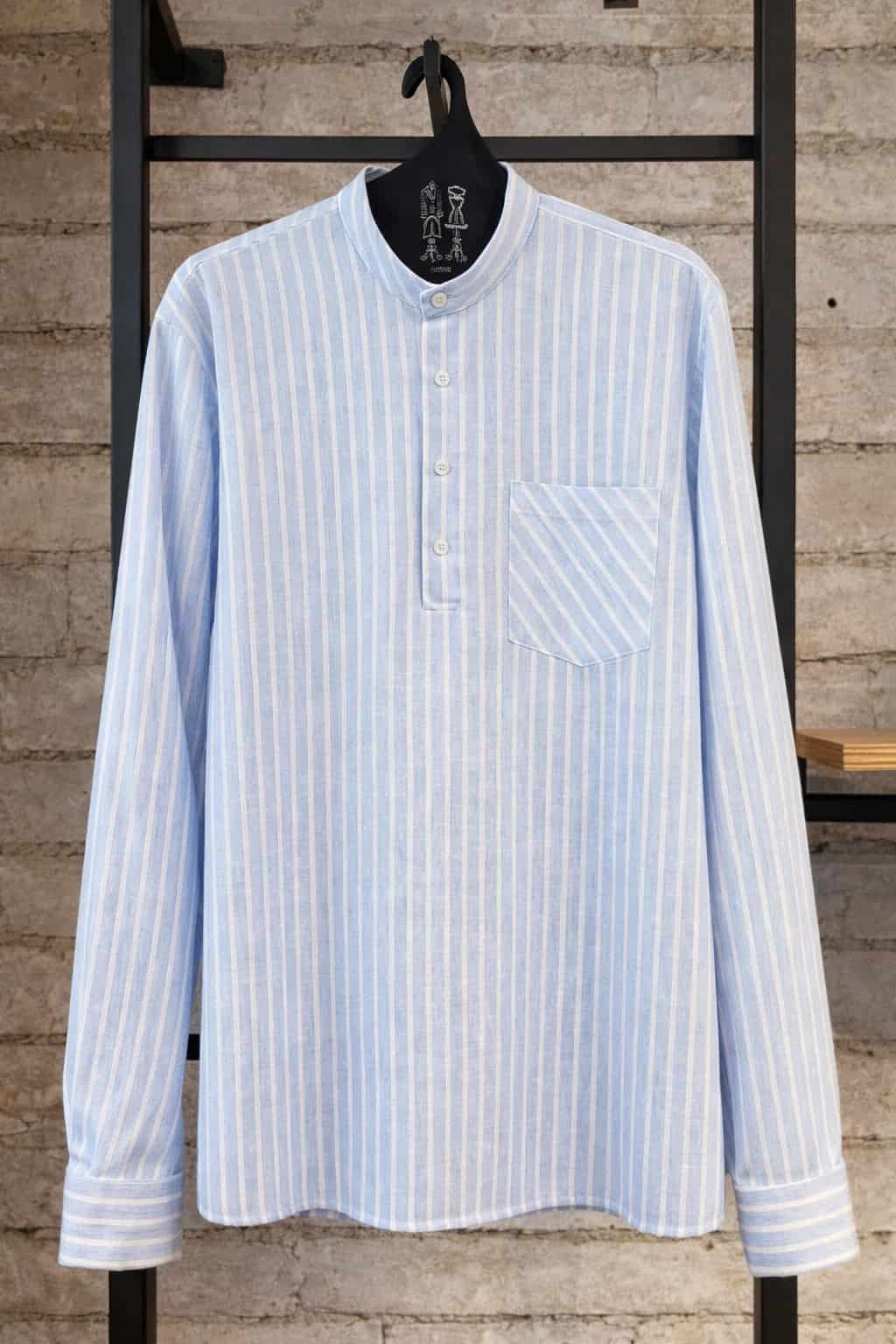 Camisa Para Hombre Manga Larga Cuello Neru Rayas - miniatura 1