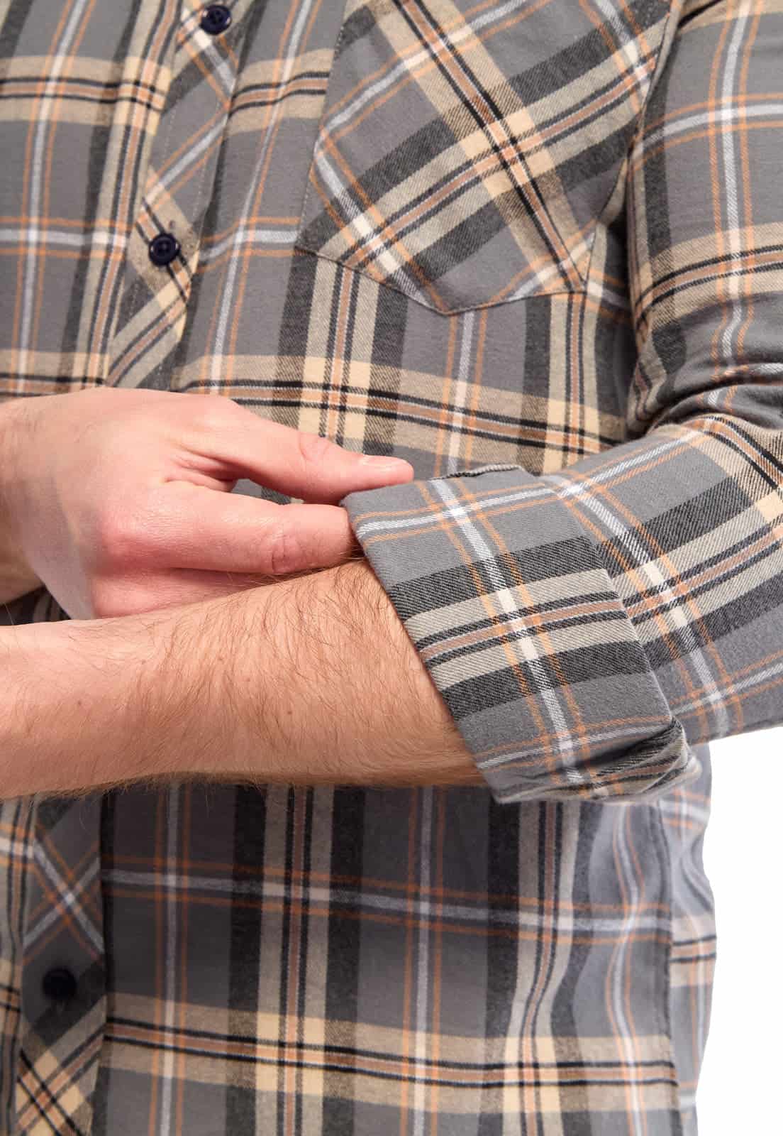 Camisa leñadora gris con cuadros naranja - miniatura 4
