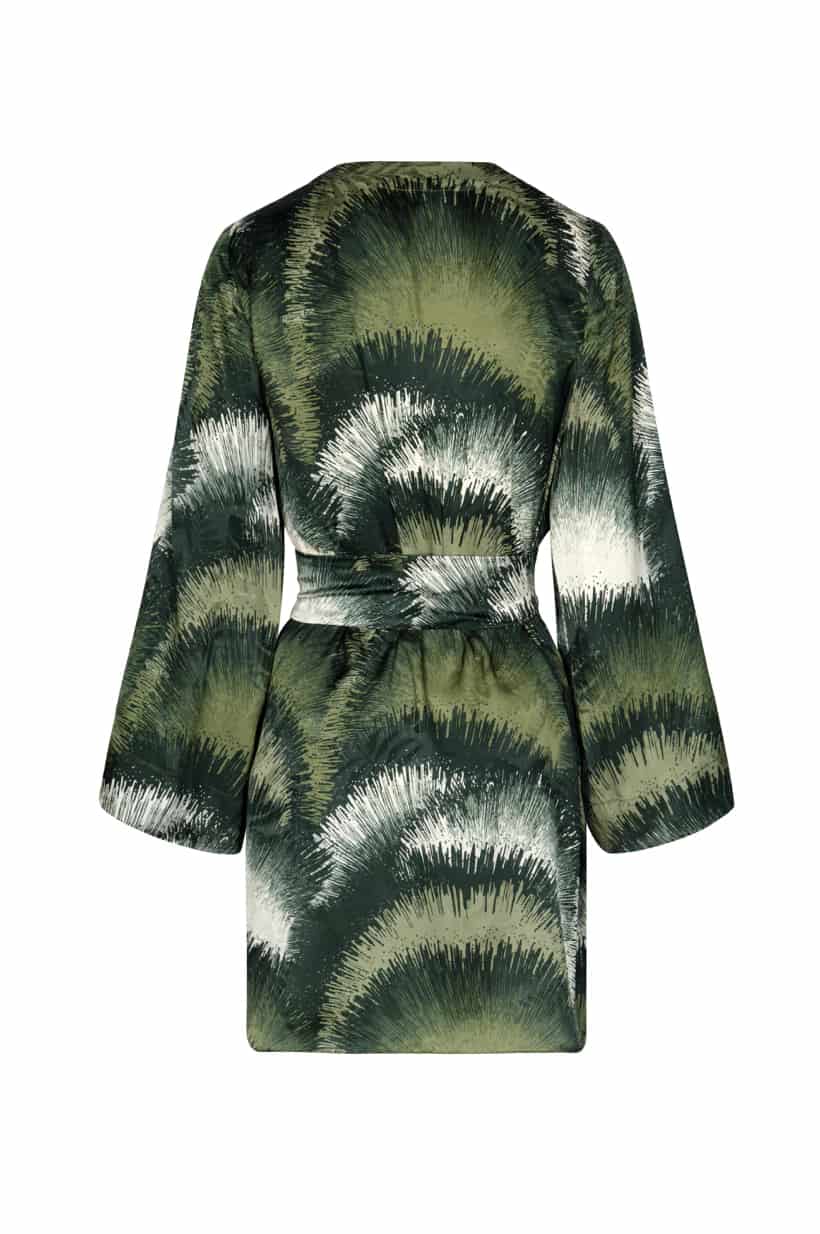 Joaquina Silk Jacquard Mini Kaftan / Green Brushed - miniatura 5