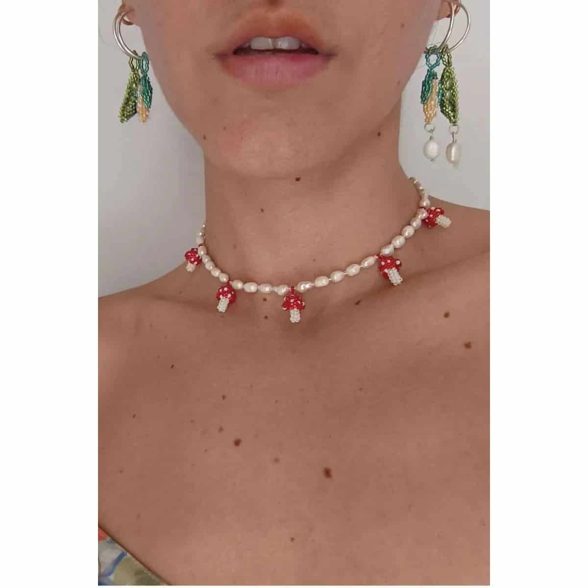 PEARL AND MUSHROOM NECKLACE - miniatura 1