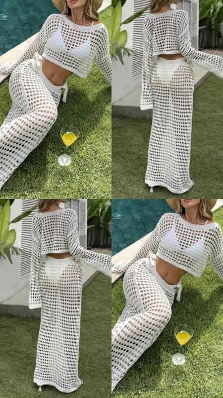 SET EN HILO BLANCO EN FALDA - miniatura 2