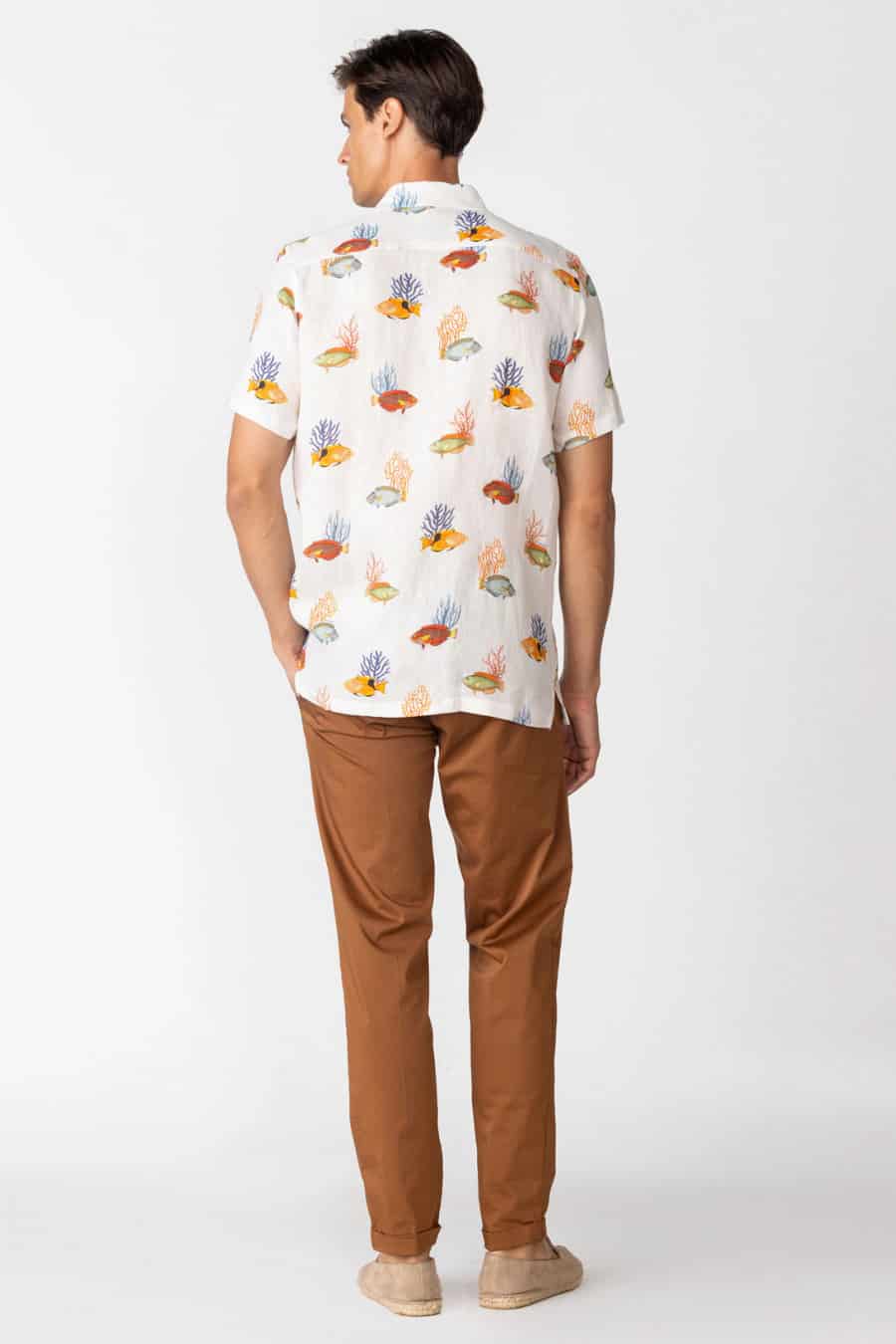 Men's linen shirt white polynesia - miniatura 2