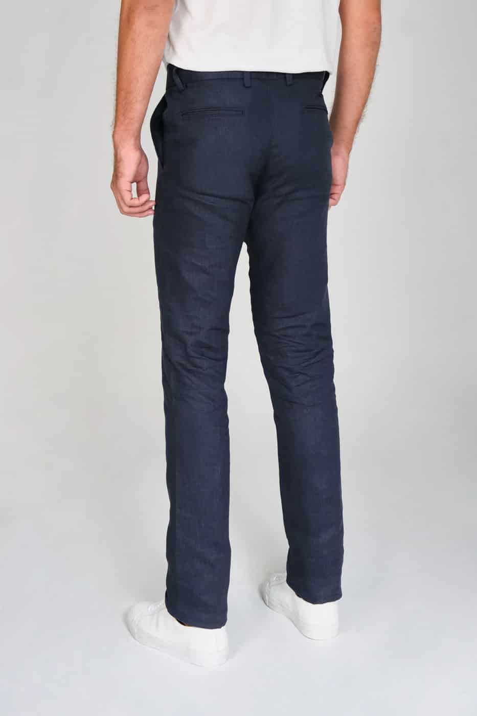 Pantalón Formal Slim Fit 100% Lino Azul Navy Stolichnaya - miniatura 4