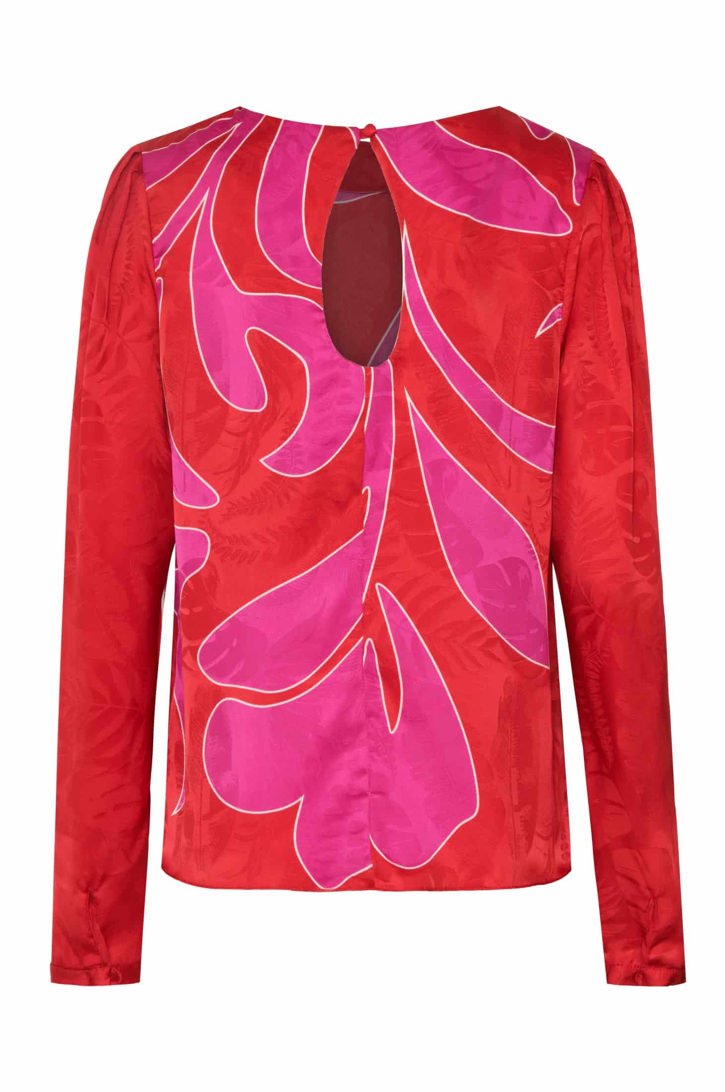 Sevilla Silk Jacquard Blouse / Red & Fuchsia Maxi Buganvilia - miniatura 3
