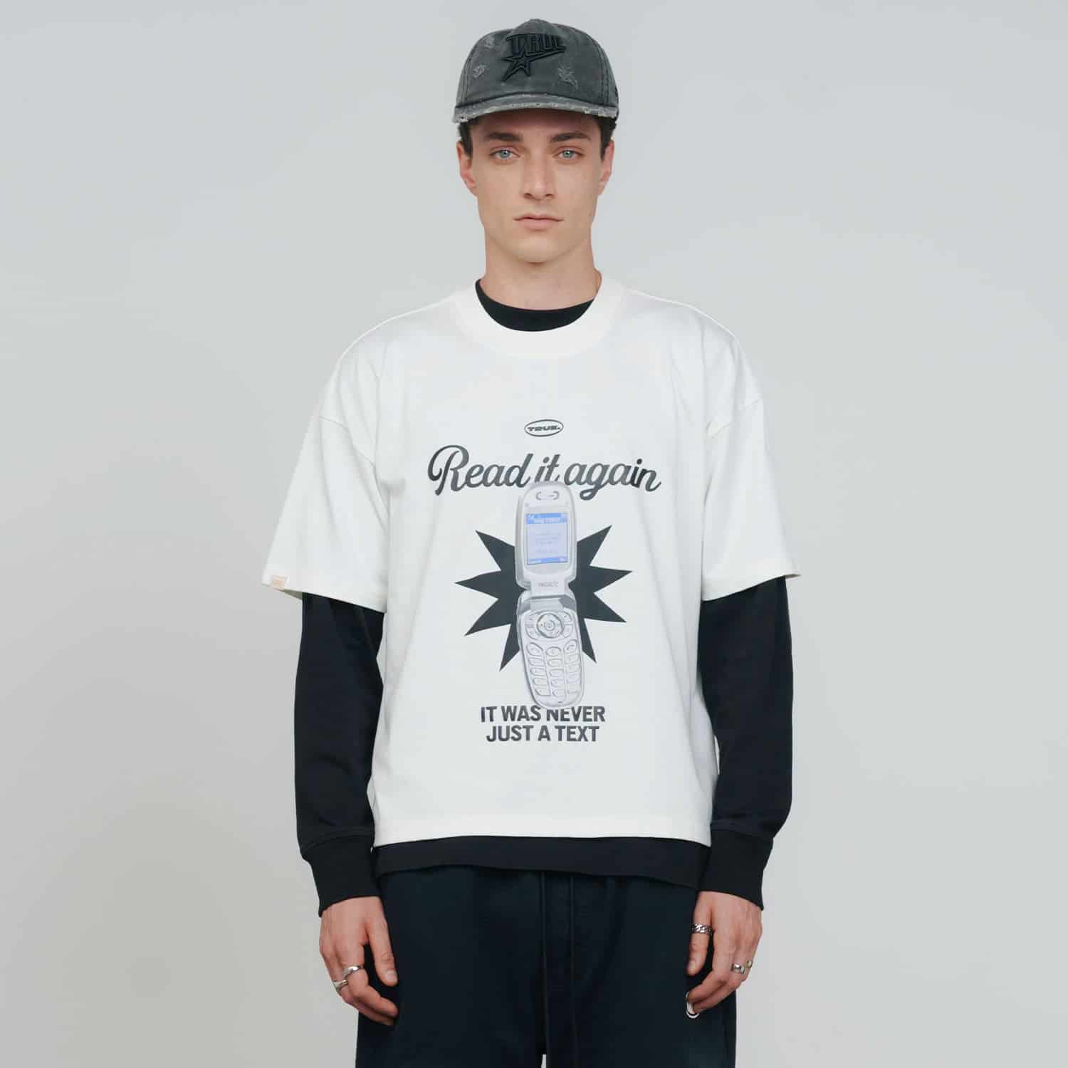 Text Me Boxy T-Shirt - Cream - miniatura 2