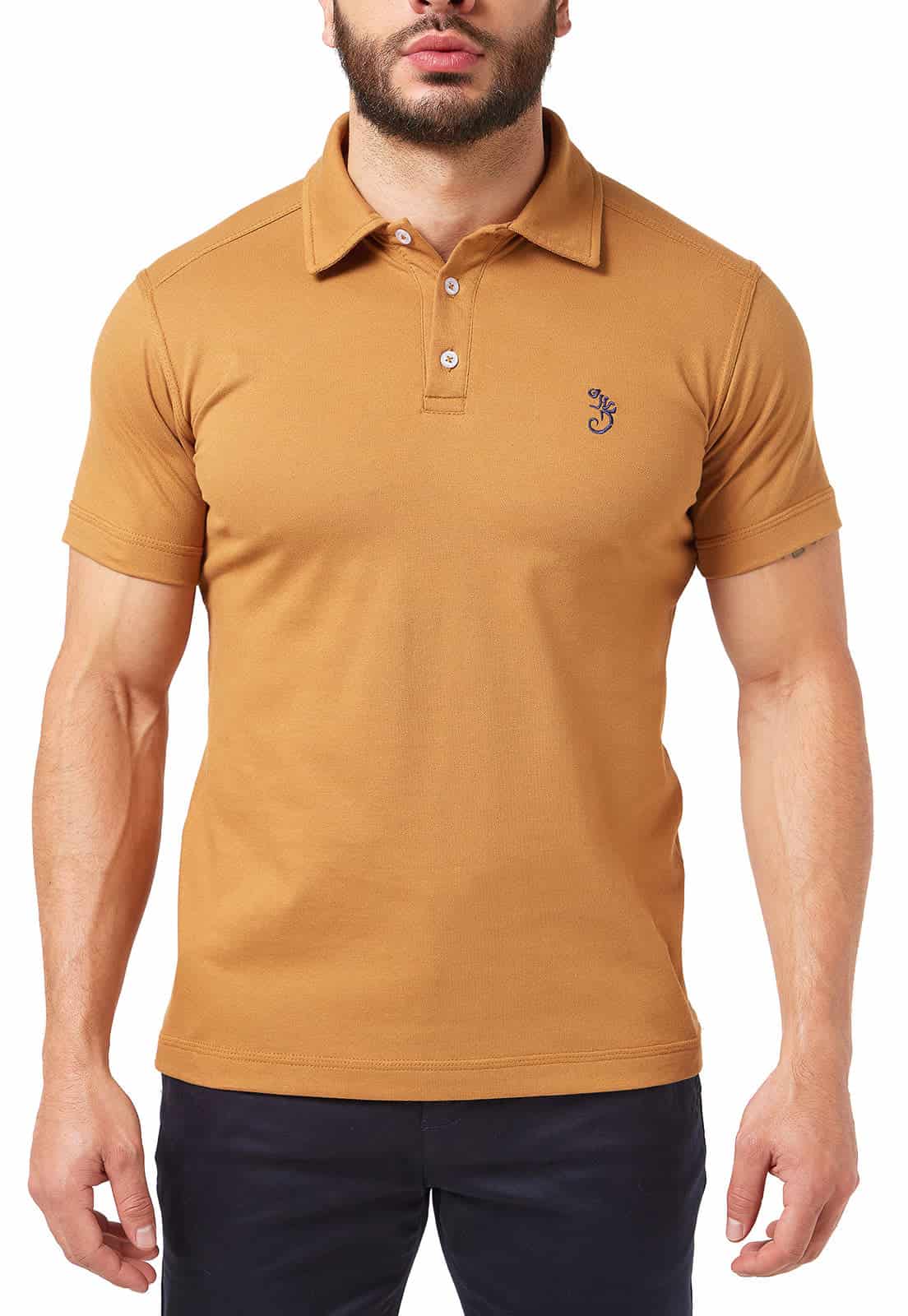 Camiseta tipo polo camel - miniatura 3