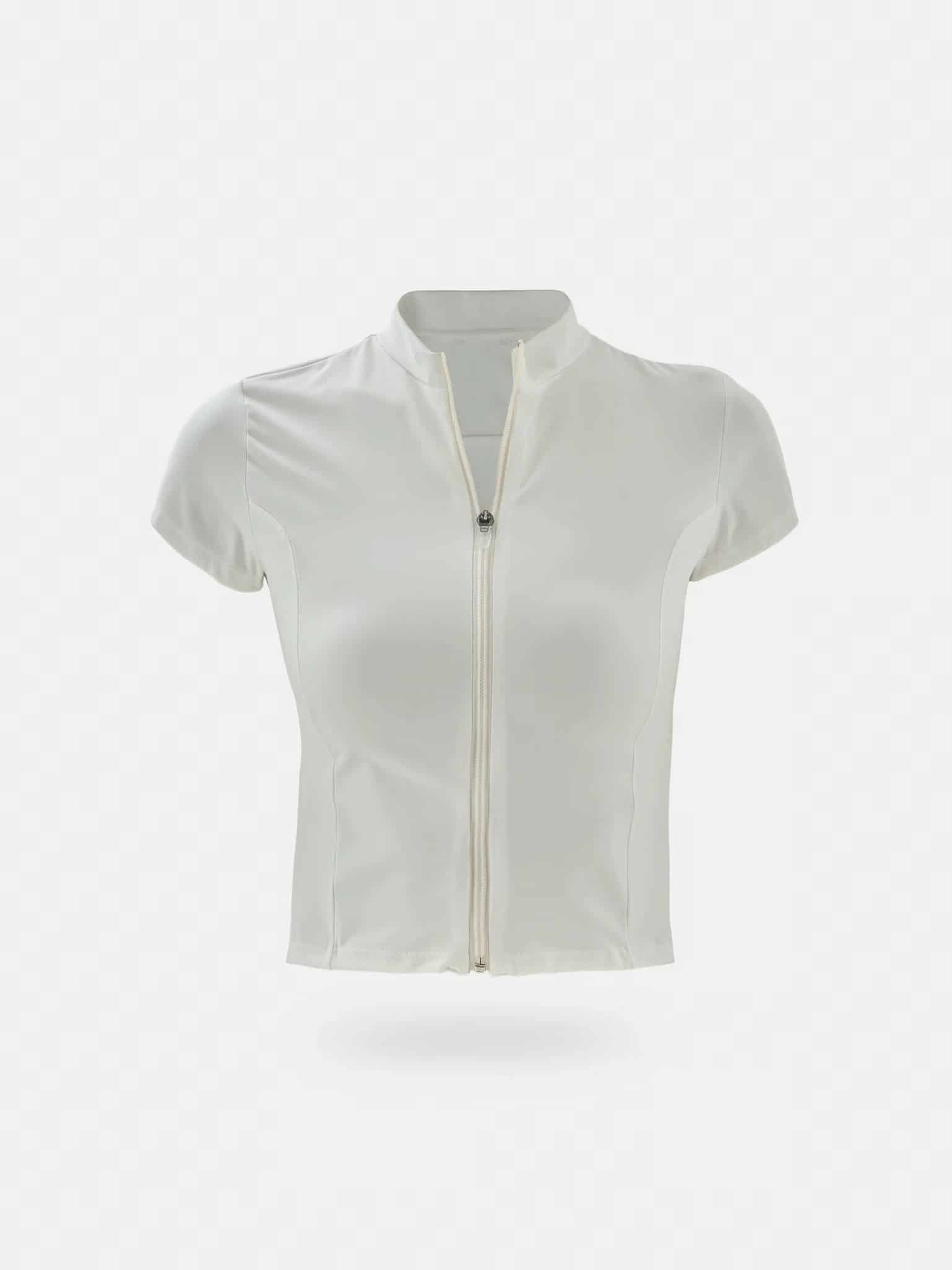 SHORT SLEEVE ZIP T-SHIRT - SOFT WHITE - miniatura 3
