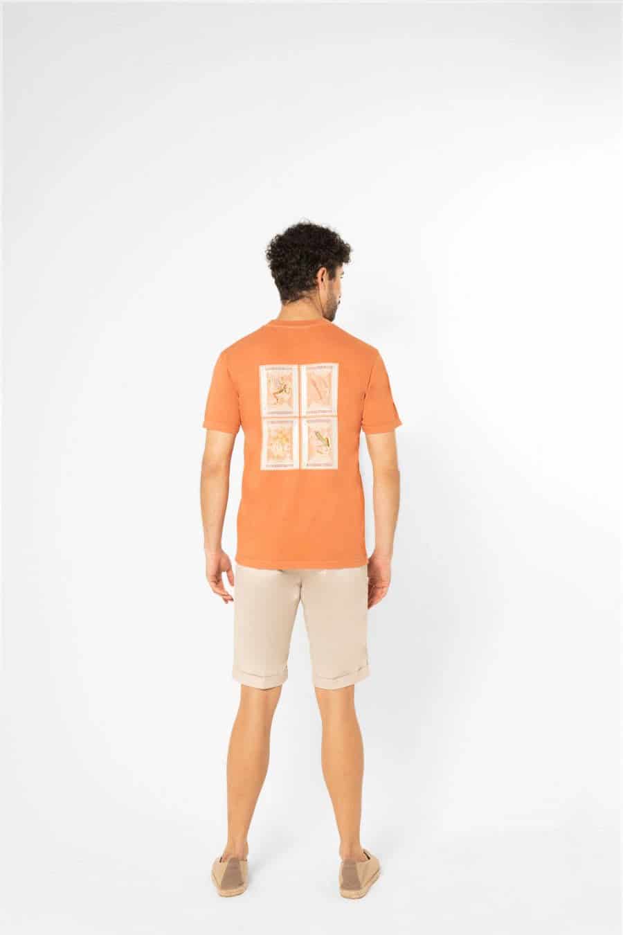 Men's cotton t-shirt four orange stamps - miniatura 4