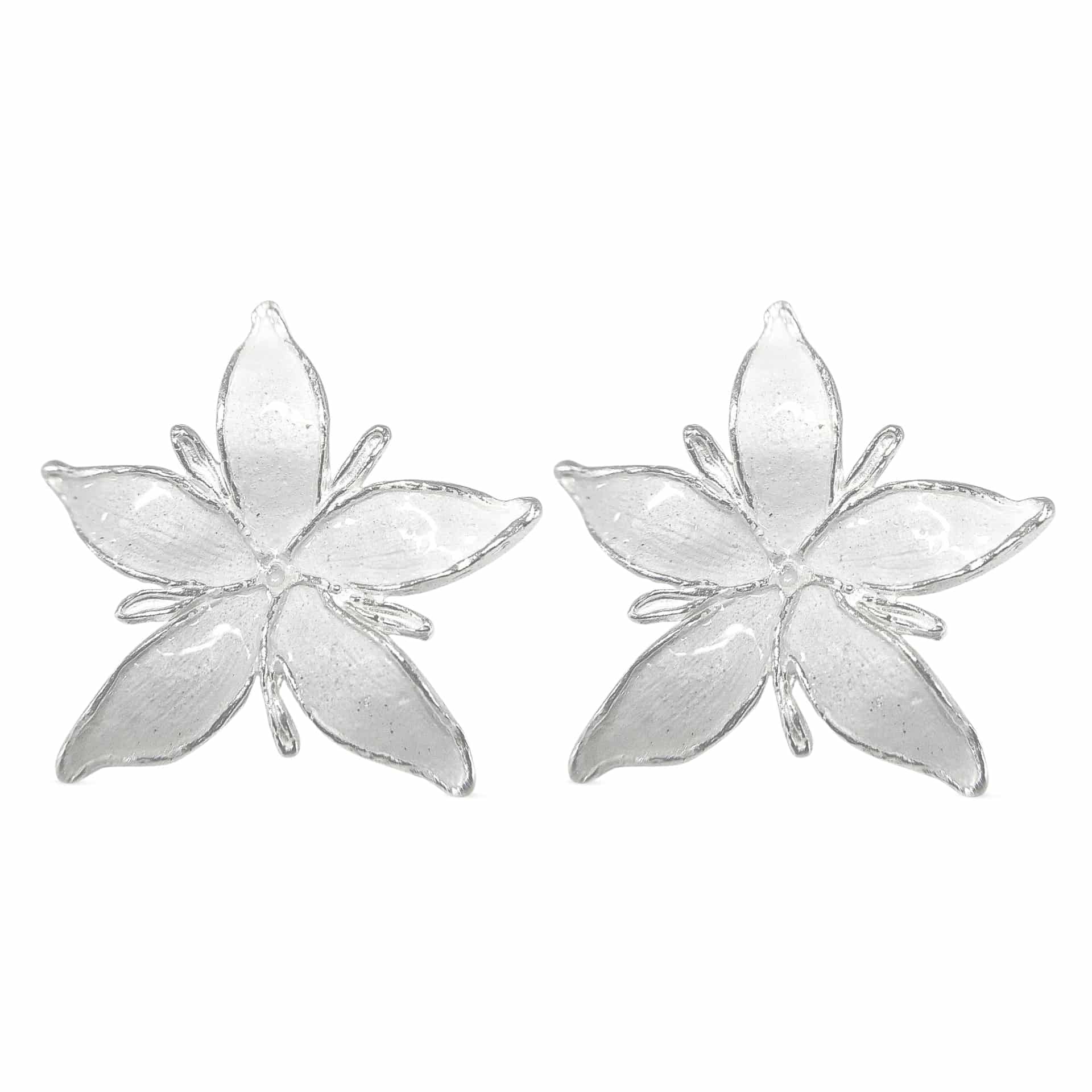 Aretes Flor de café maxi en plata esmaltada - miniatura 2