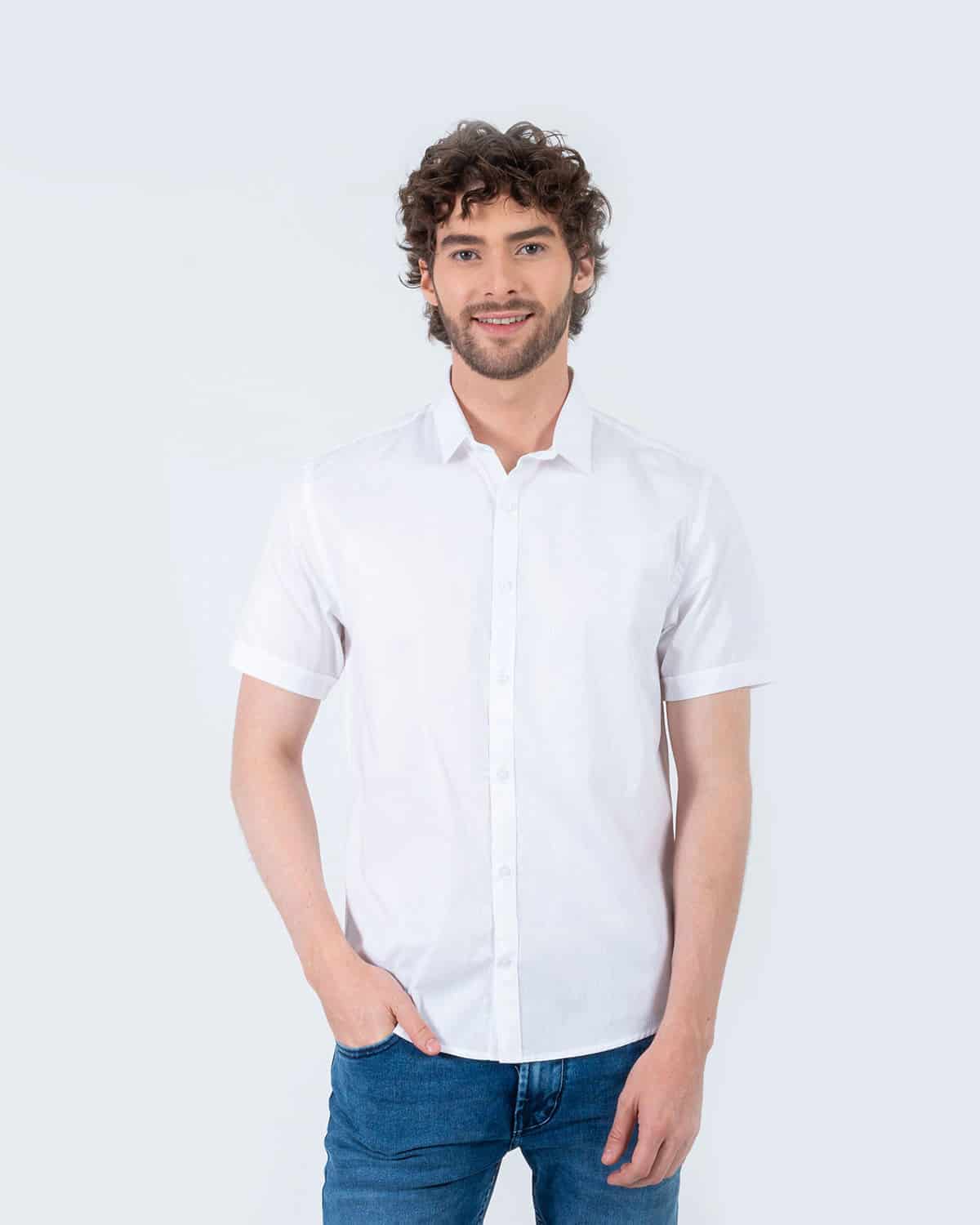 Camisa blanca manga corta para hombre - miniatura 69