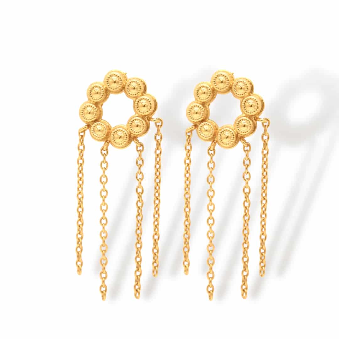 Aretes de coronas circulares con cadenas - miniatura 1
