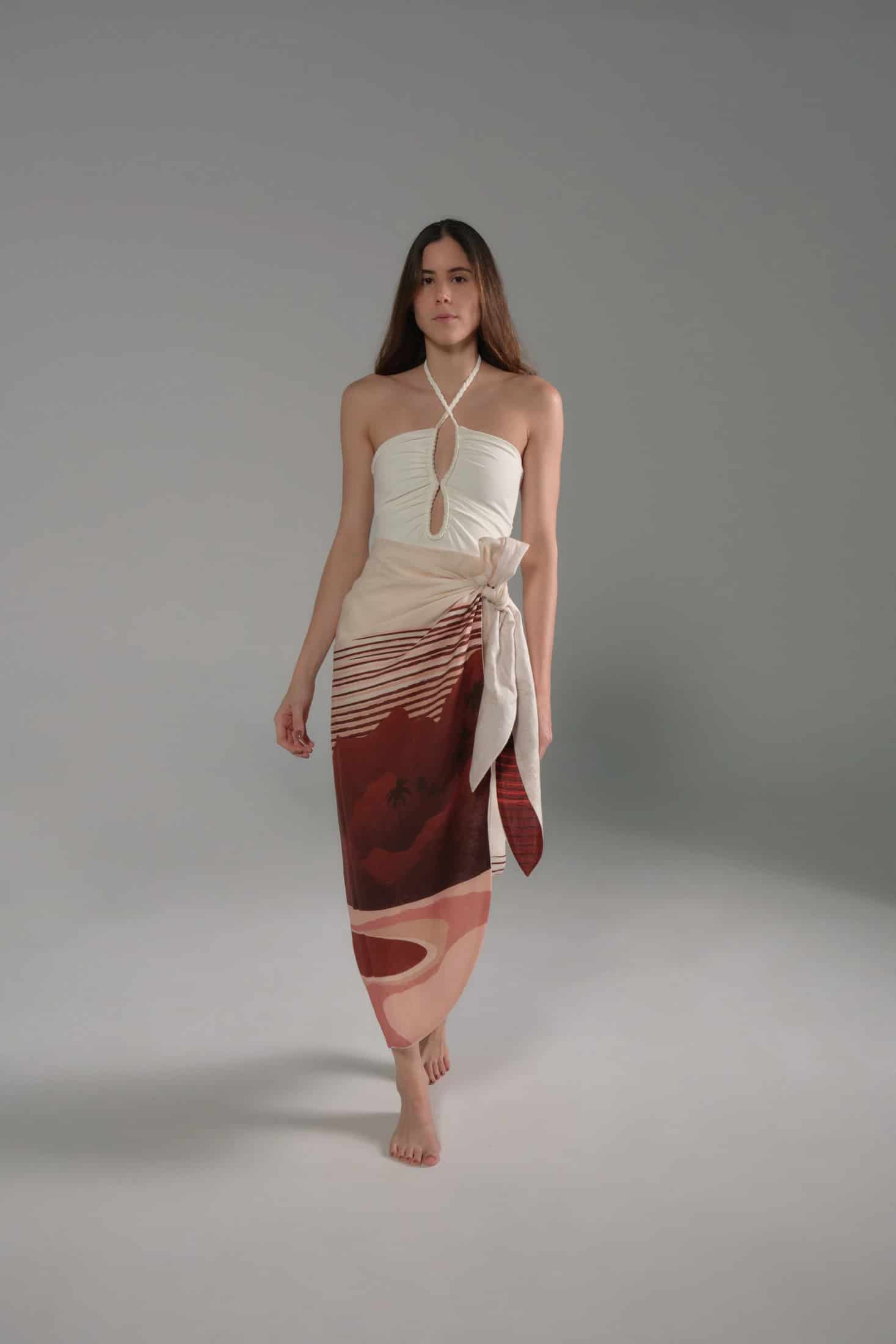 Mapara Linen Skirt / Red Tropical Landscape - miniatura 2