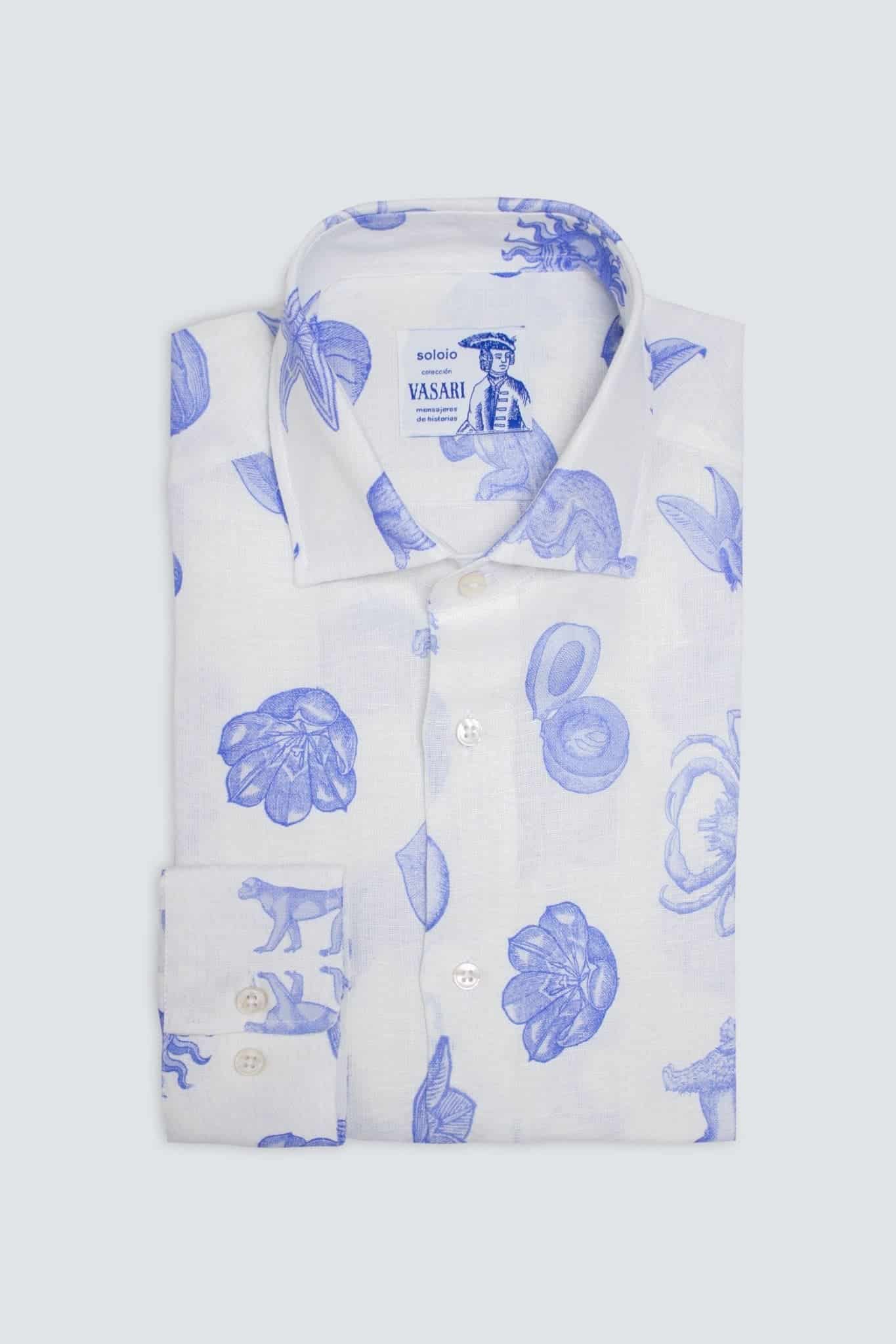 Men's linen shirt white mezzotinta - miniatura 6