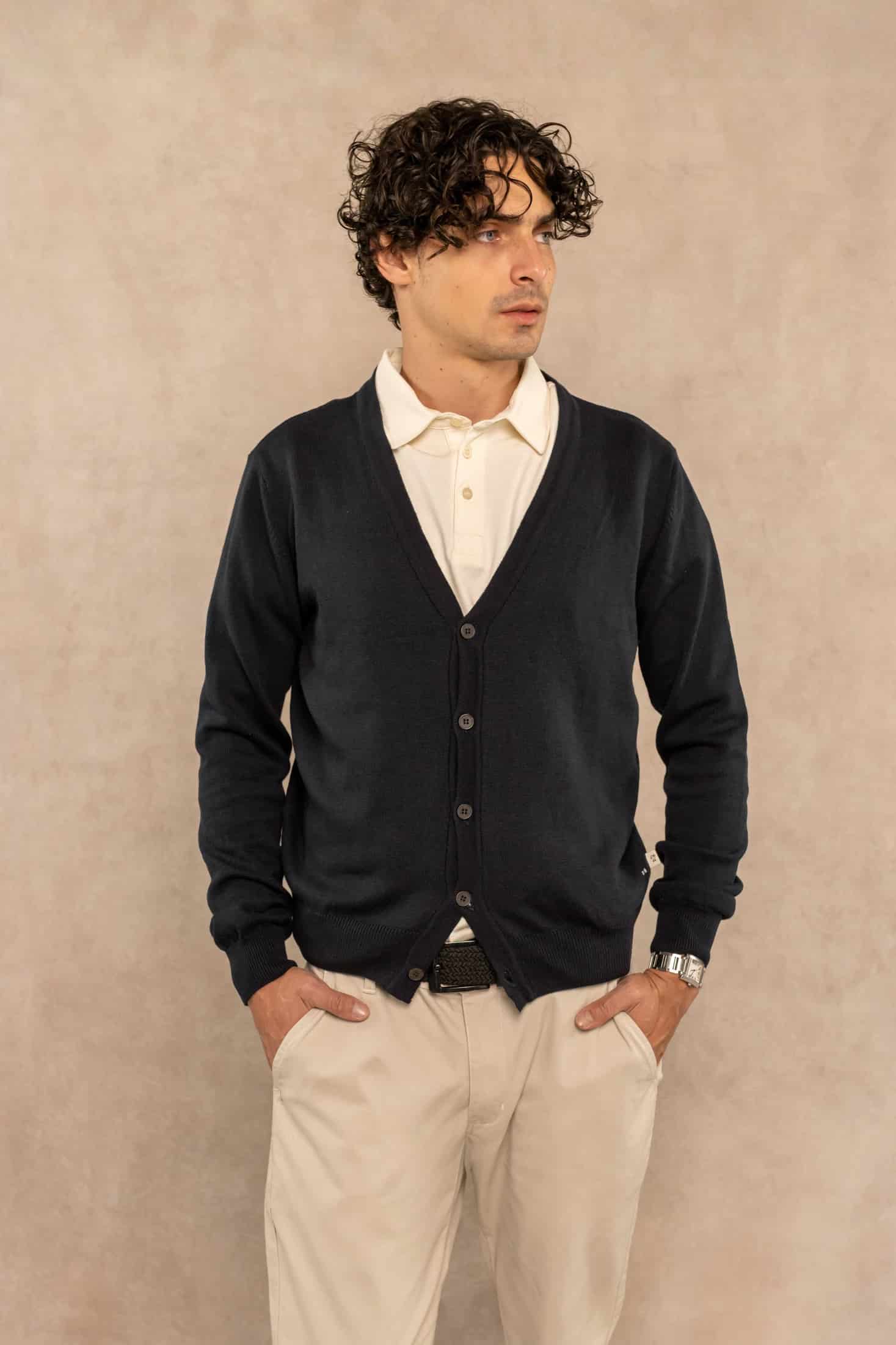 Cardigan Tejido Azul Oscuro - miniatura 3