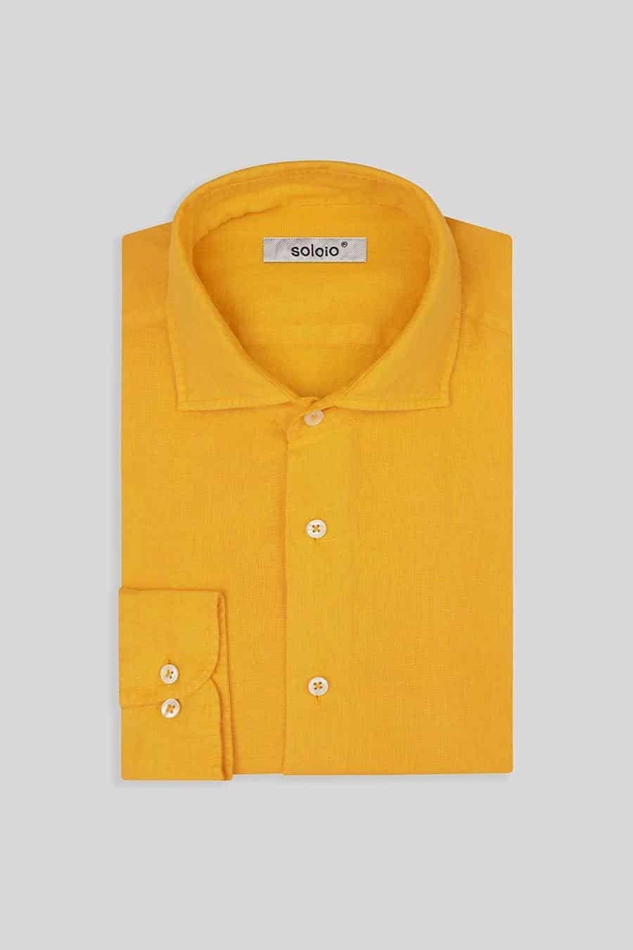 Men's linen shirt yellow fruit basic - miniatura 4