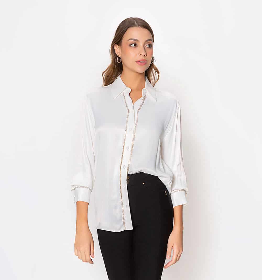 Blusa camisera manga larga con decoracio - miniatura 6