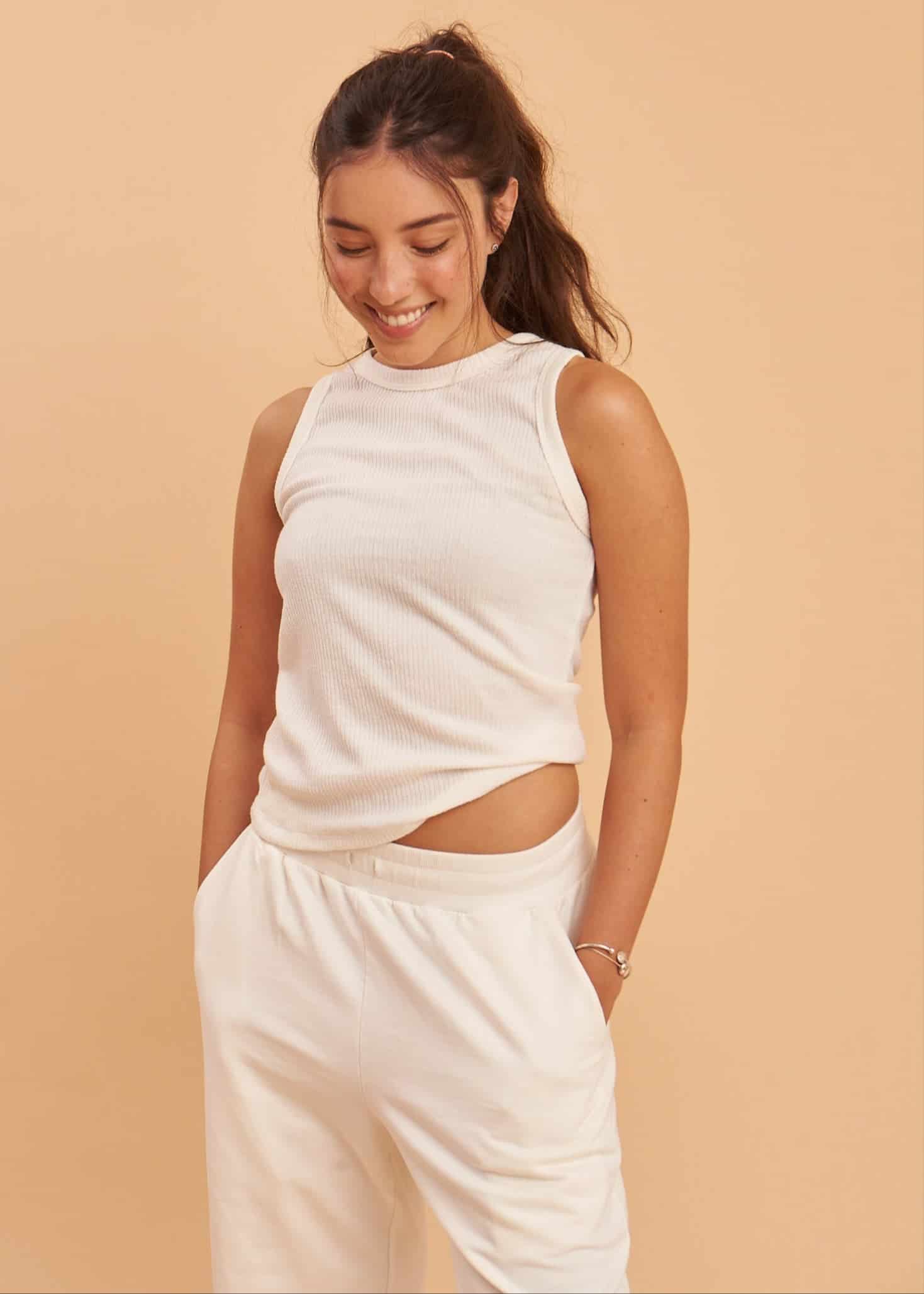 Tank Top en Rib Lanilla - miniatura 2